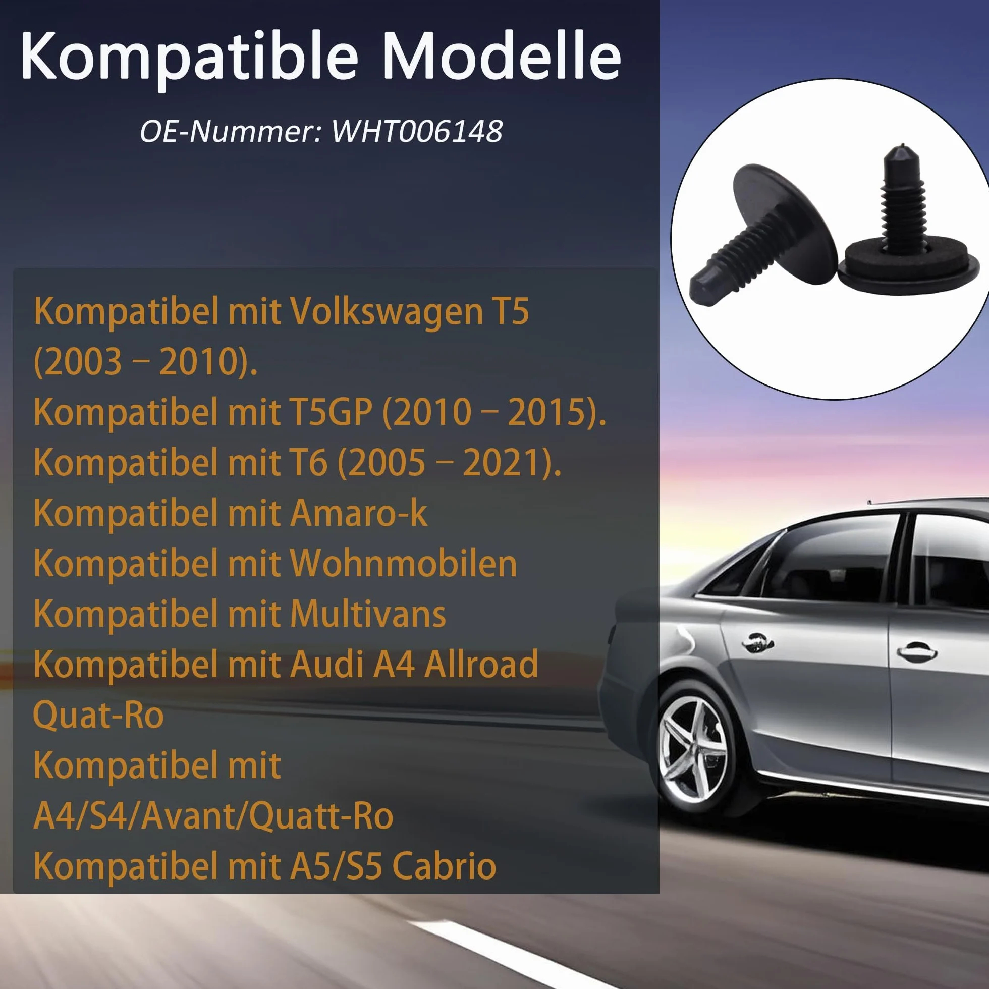 8 sztuk schematów do pokrycia dachowego WHT006148 kompatybilne z VW Transporter MK5 MK6 (2003-2020) A4 S4 A5 S5 Q5 R8 RS5 RS4 (M6 x 15 mm) śruby metalowe