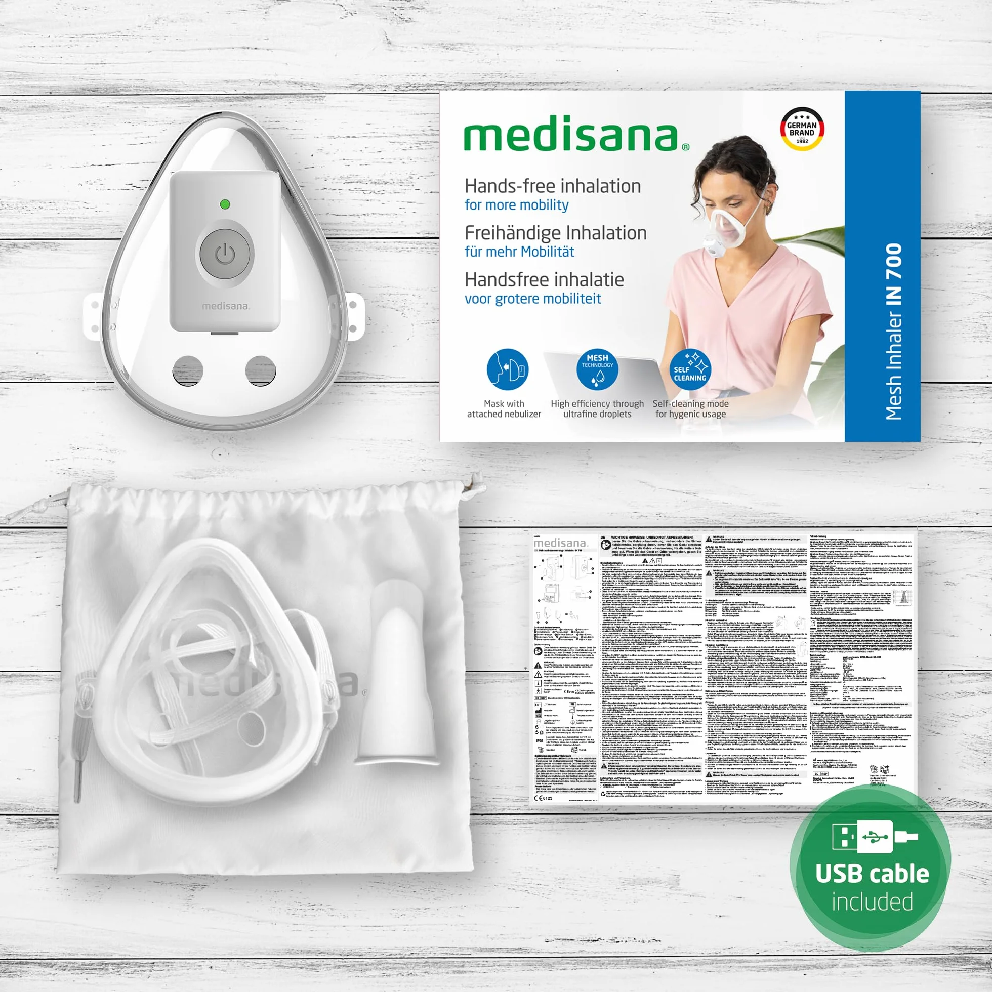 Medisana IN 700 inhalator przenośny bezprzewodowy nebulizator siatkowy z akumulatorem