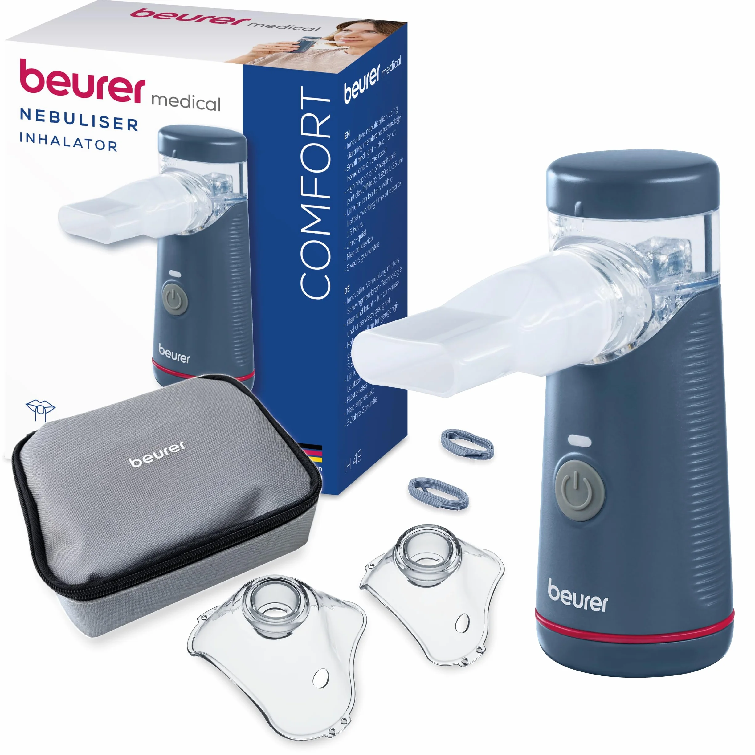 Beurer IH 49 Inhalator przenośny dla dzieci i dorosłych, cichy, z akumulatorem