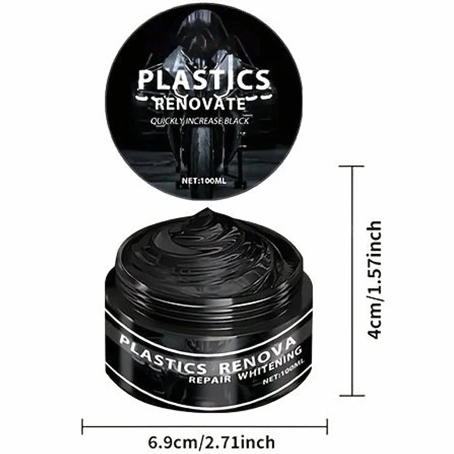 Generisch Środek do usuwania zarysowań samochodowych, czarny, 100 ml, szybkoschnący wosk naprawczy z wysokim połyskiem i ochroną UV, pielęgnacja tworzywa sztucznego do deski rozdzielczej, zderzaka
