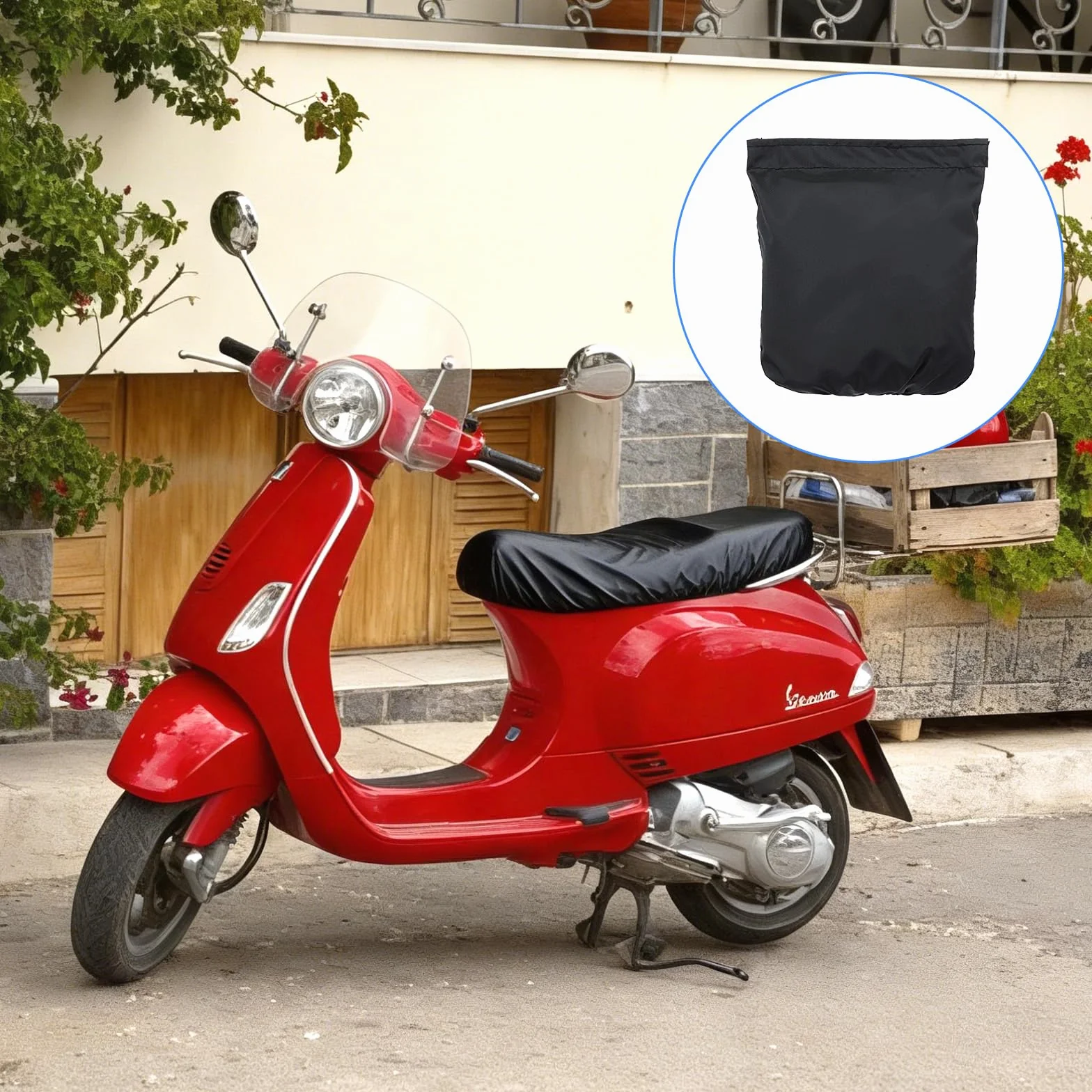 Uniwersalny pokrowiec na fotel motocyklowy, wodoodporny pokrowiec na siedzenie z gumową taśmą Moto Roller (czarny, XL)