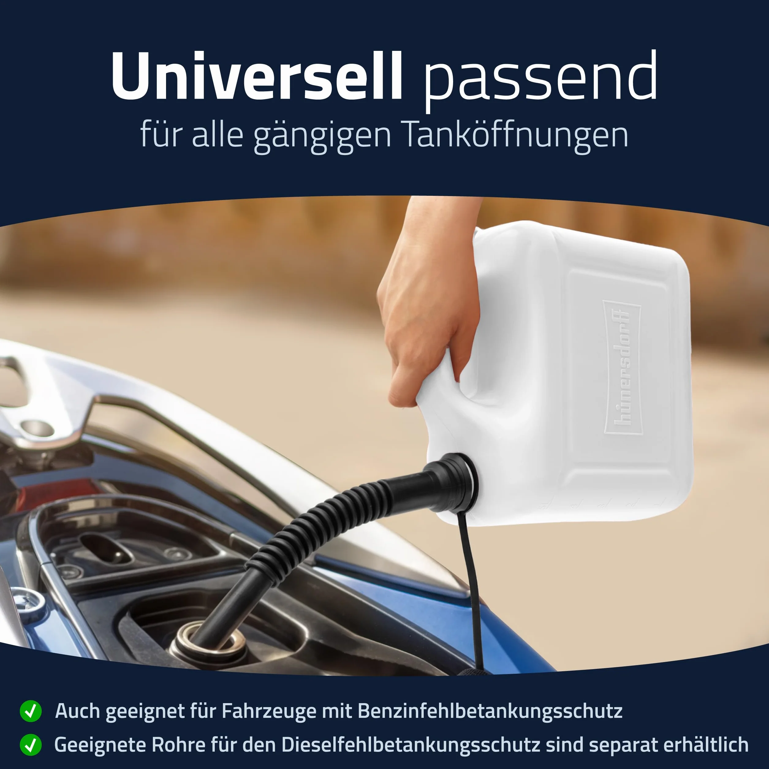Kanister na paliwo 811500 Standard 5 l na benzynę, olej napędowy i inne towary niebezpieczne, dopuszczenie ONZ, wyprodukowano w Niemczech, produkcja sprawdzona przez TÜV, biały