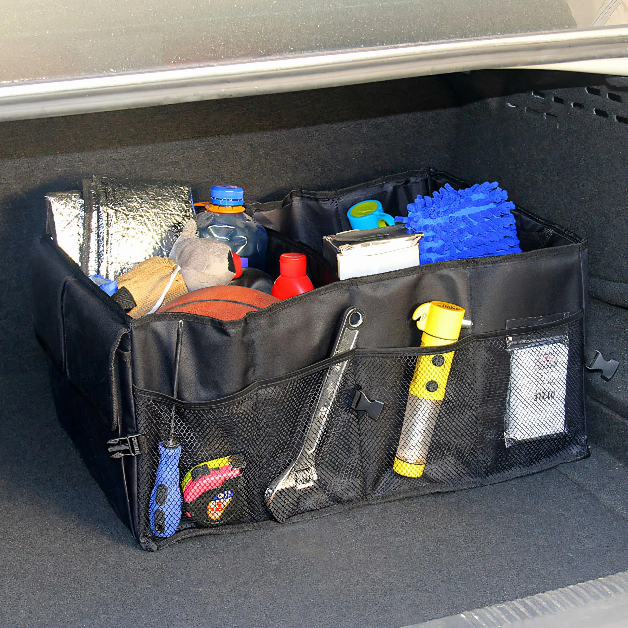 Retoo Składana torba do bagażnika samochodowego 53 x 37 x 26 cm, organizator bagażnika, pudełko składane, stabilna torba samochodowa, na zakupy, organizer do narzędzi, płynów