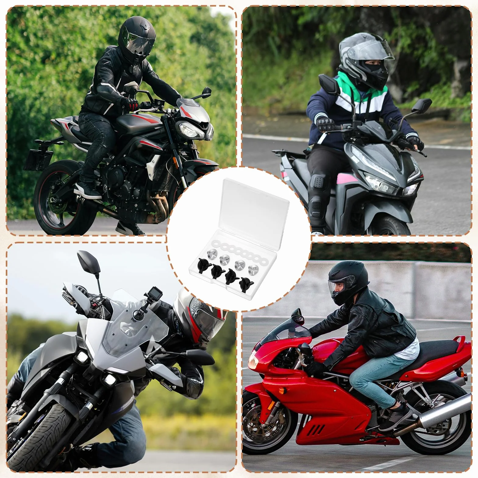 8 sztuk śrub do kasku motocyklowego, śruby do przyłbicy do kasku motocyklowego, śruby do przyłbicy do kasku motocyklowego, z gumowymi podkładkami, akcesoria do kasku motocyklowego, 8 sztuk, gumowe