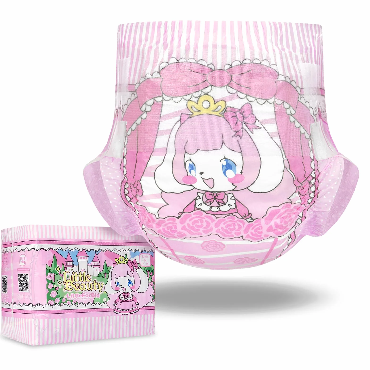 LittleForBig Pieluchy dla dorosłych z nadrukiem Regulowane zapięcie na rzep 10 sztuk M 71-96 cm