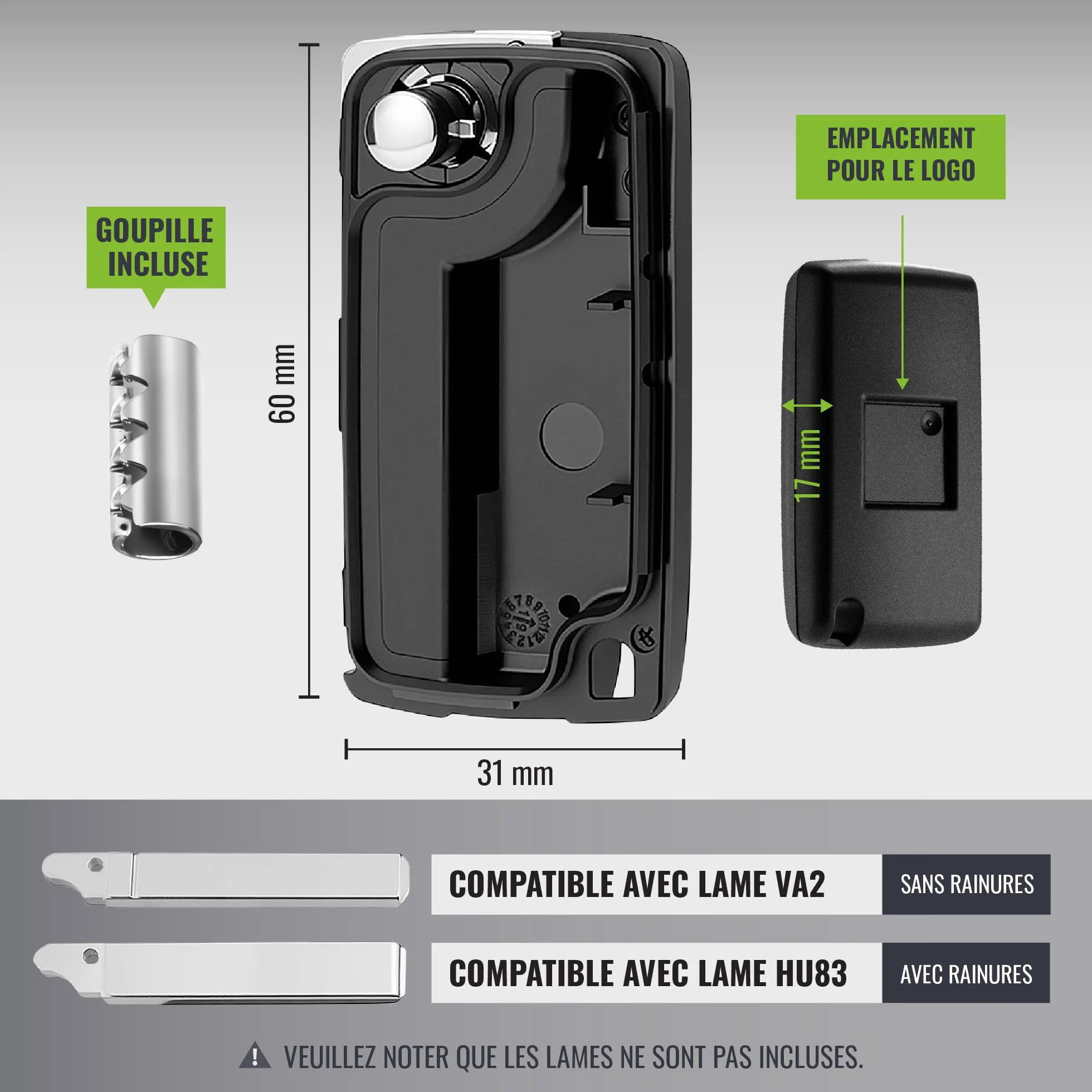 Jongo® CE0523 Etui z 2 przyciskami bez klucza kompatybilne z Peugeot 207 307 308 Partner Citroen C3 C4 Berlingo pilot zdalnego sterowania etui + szpilki