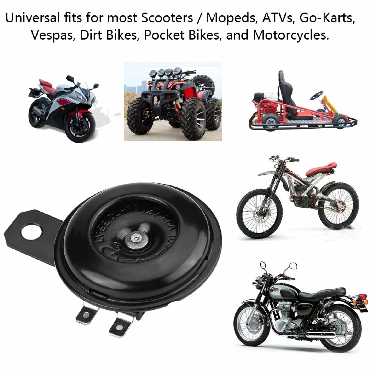 Róg motocyklowy, Fydun Universal Motorcycle Round Speaker Wodoodporny elektryczny róg do skutera Motorower Dirt Bike