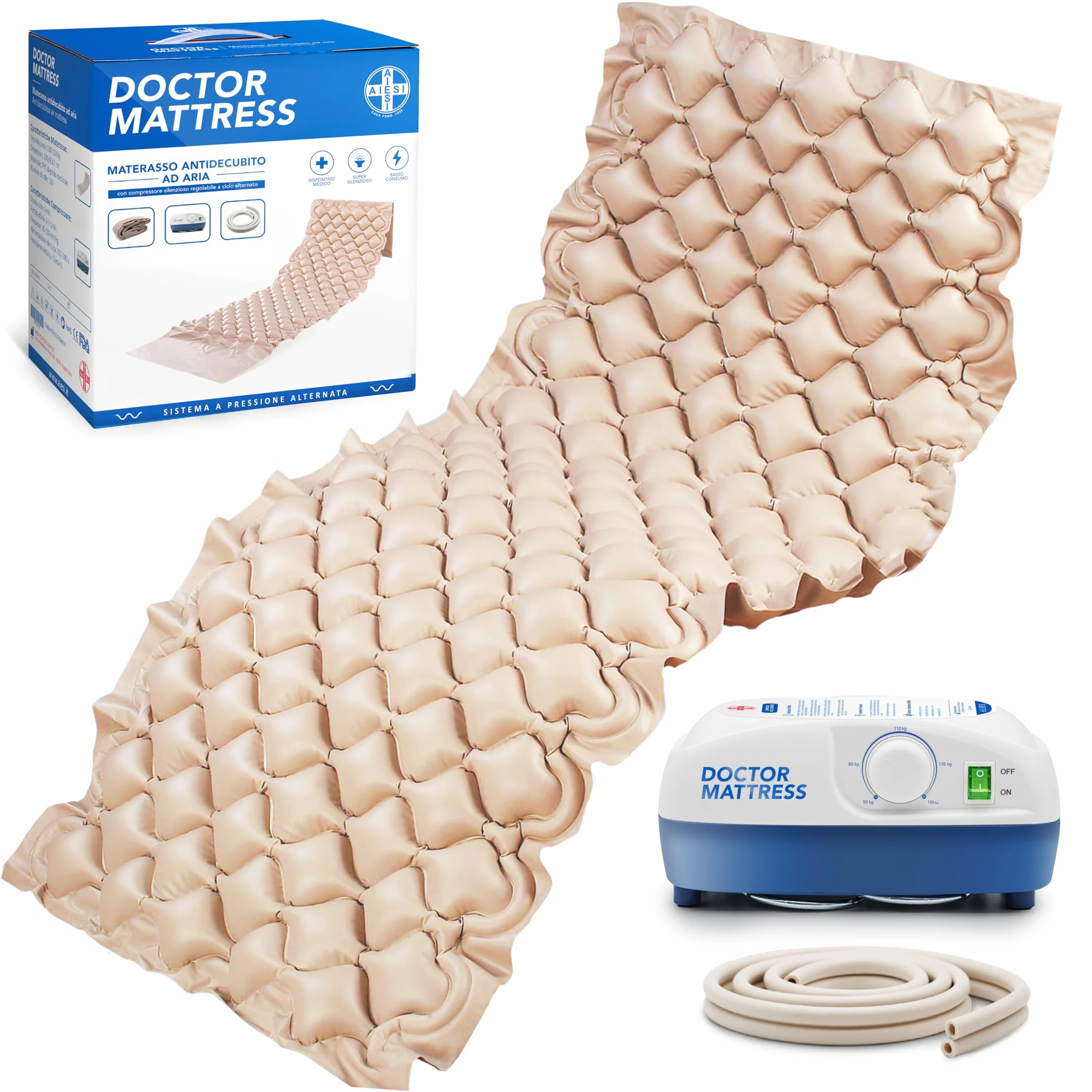 Materac przeciwodleżynowy AIESI DOCTOR MATTRESS 130 komór 150 kg stalowe haki