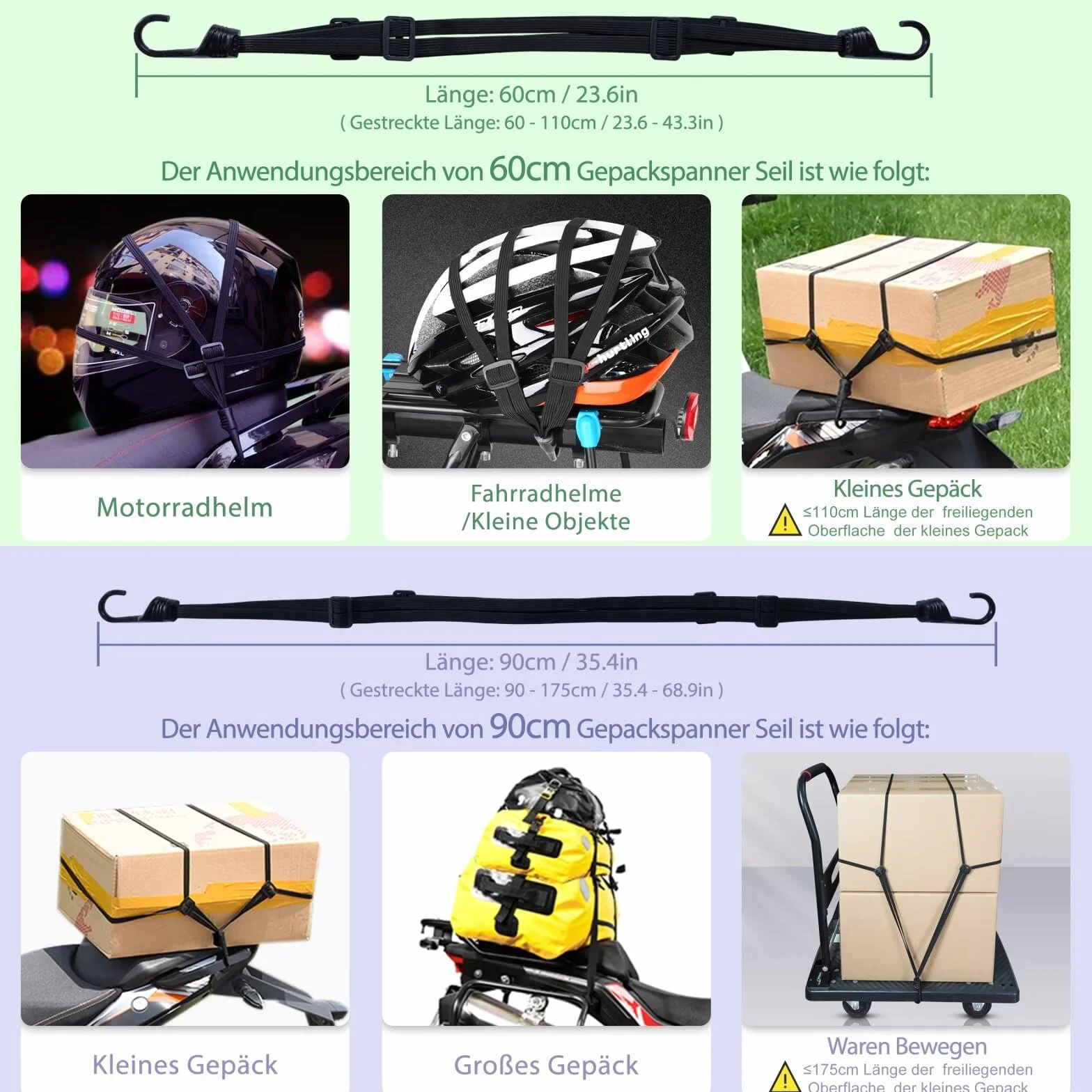 2 Sztuki Napinaczy Bagażowych, Ekspandery z Haczykami, Pasy Napinające z Haczykami, Krótkie Pasy, Pasy Rowerowe, do Motocykli, Rowerów itp (60-105 cm)
