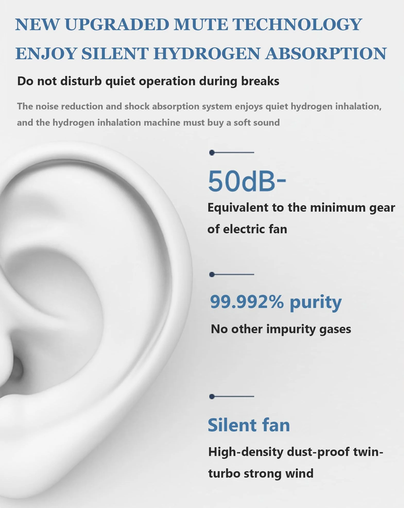 Inteligentny inhalator wodoru Three suction 3000ml, wysoka czystość 99,99%, regulowane natężenie przepływu