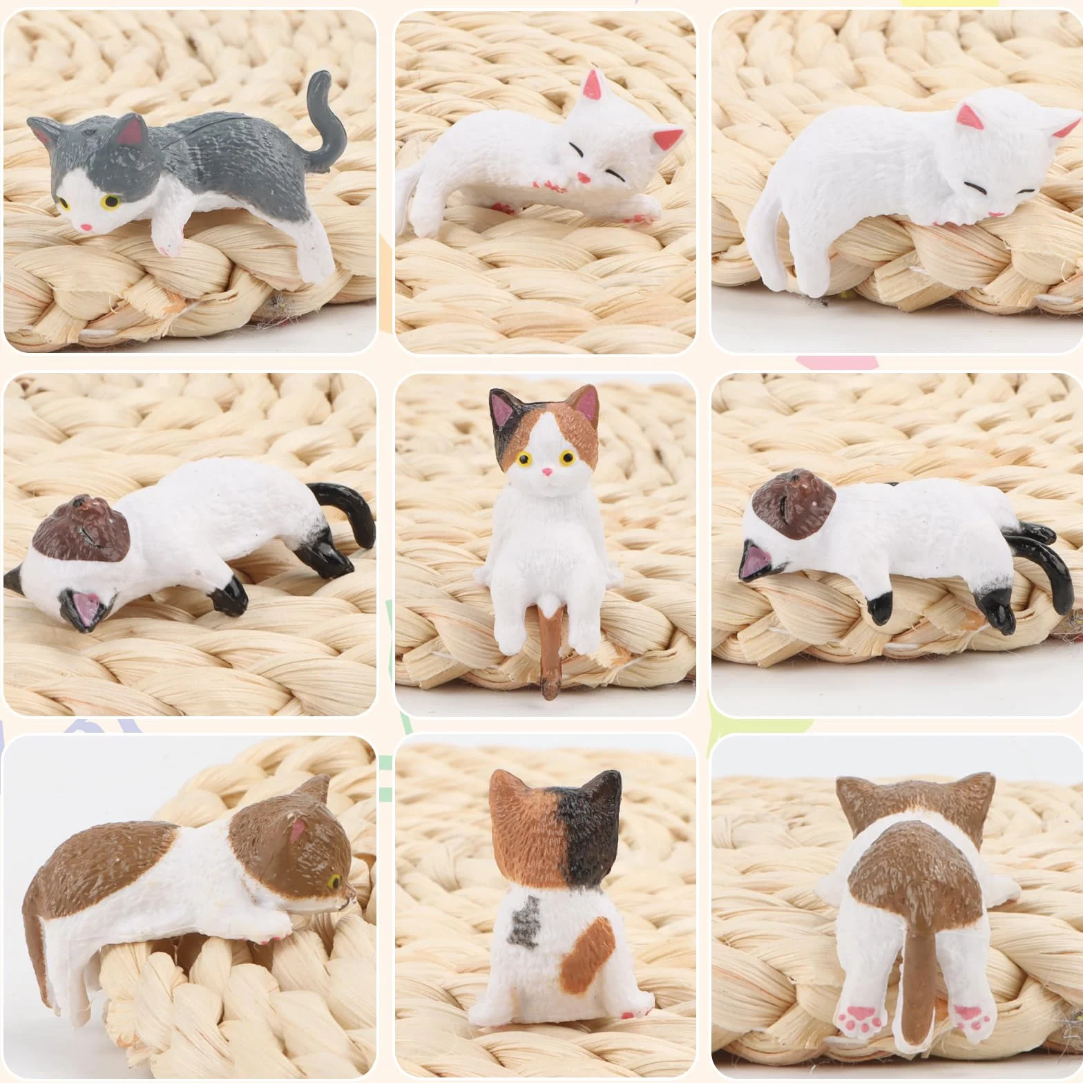 5 sztuk uroczych mini figurek kotów, dekoracja wnętrza samochodu, urocze akcesoria samochodowe, lusterko wsteczne, figurka kota