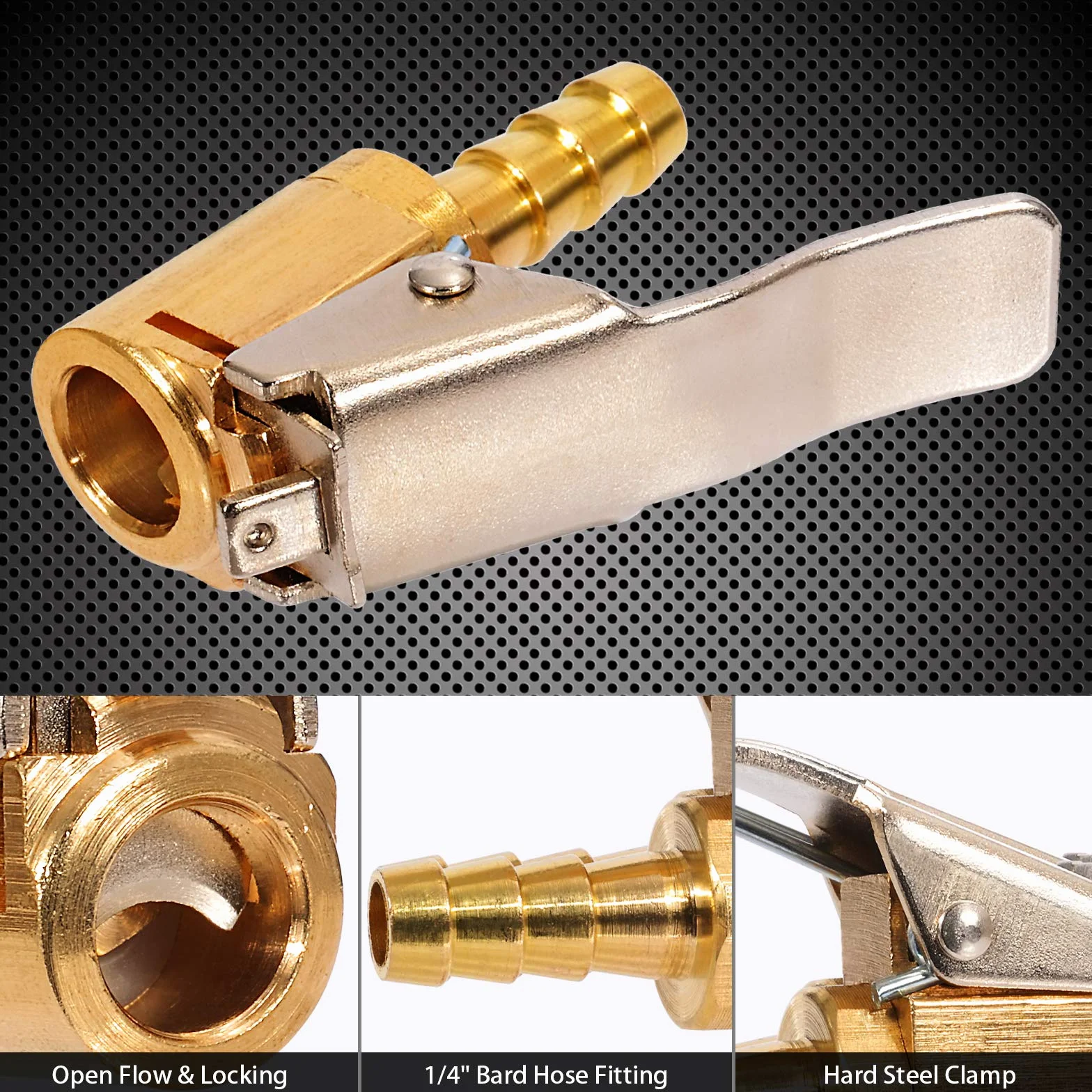 Toolwiz 2 sztuki 6 mm Air Chuck adapter dźwigni do wentylu samochodowego, 1/4" NPT, wąż do pompowania opon, mosiądz