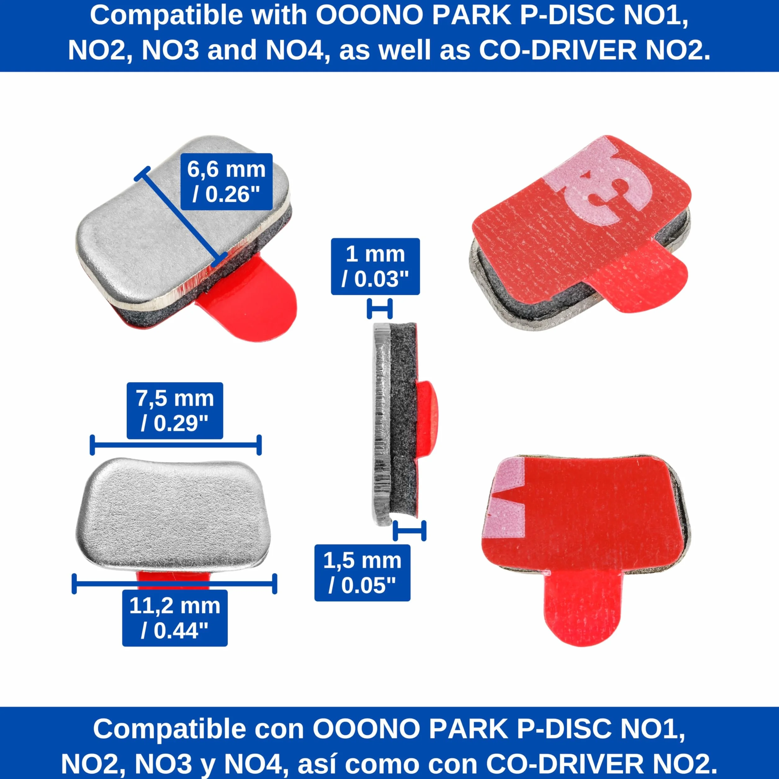Zestaw wymiennych podkładek samoprzylepnych, 4 sztuki, kompatybilny z OOONO PARK P-DISC NO2, NO3, NO4 i CO-DRIVER NO2, metalowe płytki z klejem do tarczy parkingowej