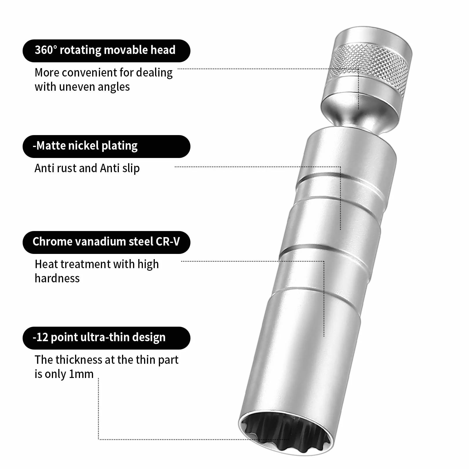 Klucz do Iskier 14mm 16mm, 2 Sztuki Uniwersalny Elastyczny Zestaw Kluczy do Iskier, Magnetyczny Klucz do Iskier Samochodowy, 12-Kątny Magnetyczny Usuwacz Iskier Narzędzie do Samochodów KFZ