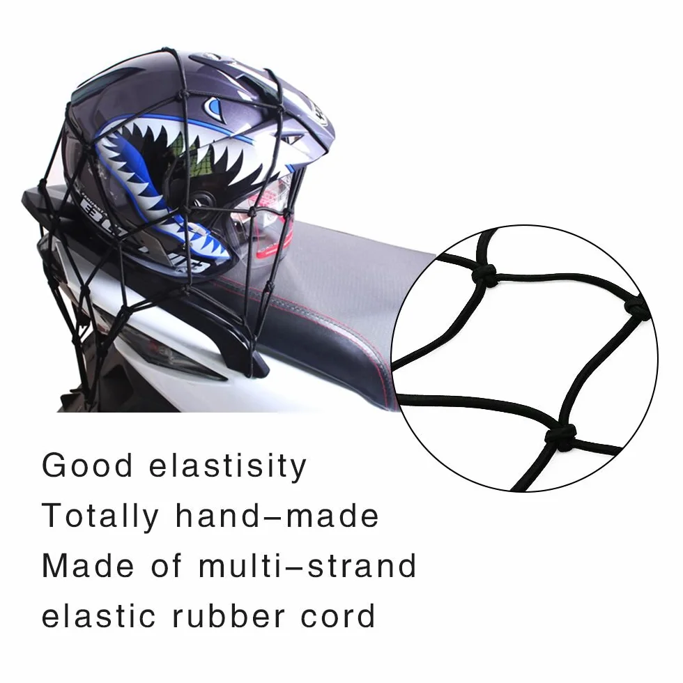 Siatka na kask motocyklowy, siatka ładunkowa, 2 sztuki, siatka bungee, do motocykla, roweru, osłona ładunkowa, quady, z haczykami, elastyczna, rozciągliwa