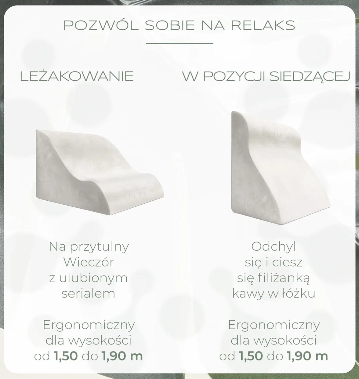WELL B4 Ergonomiczna poduszka do czytania z pianką z pamięcią kształtu – klinowa poduszka pod plecy na łóżko i sofę