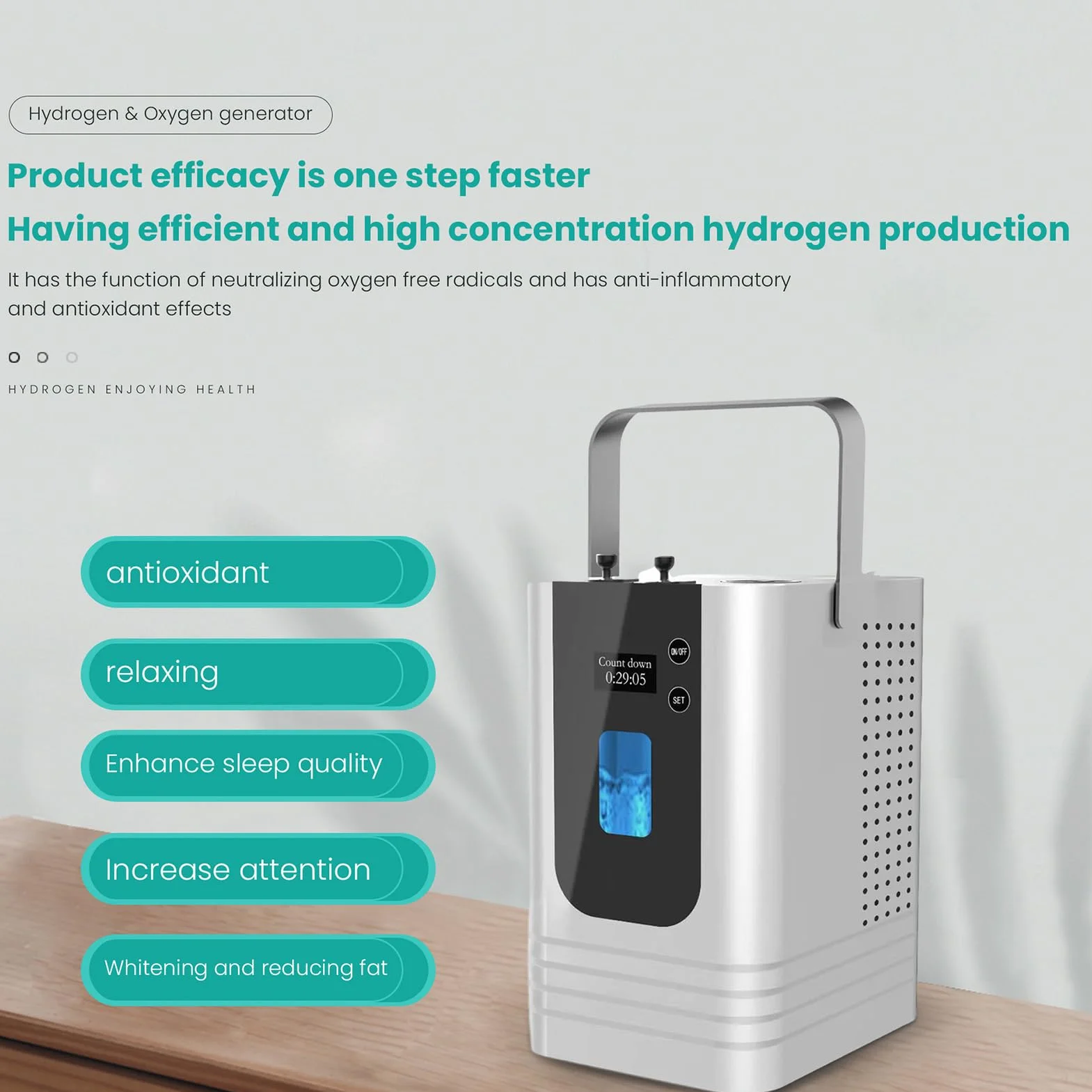 Maszyna do inhalacji wodorowej H2 99,99% 2-portowy inhalator z separacją 300+150 PEM 450ML/min Double suction