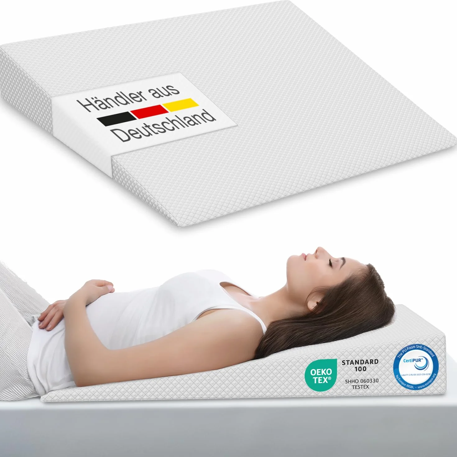 ELONEO poduszka klin do łóżka 80x100 cm pianka wisko-mineralna podwyższenie materaca