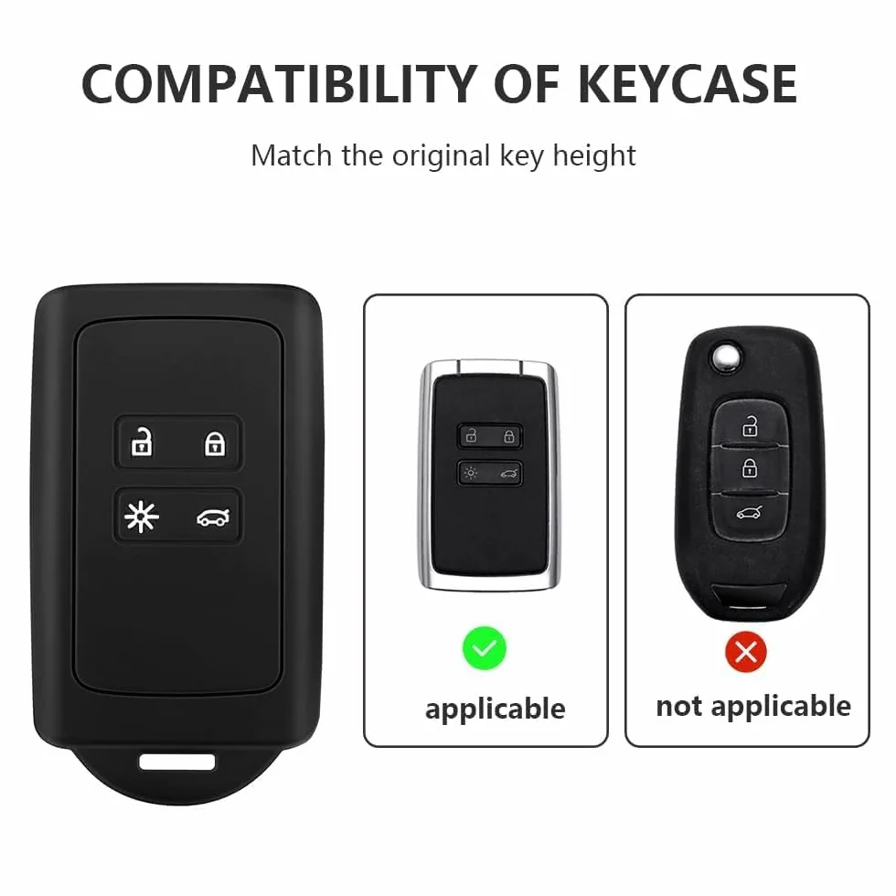 2 szt. etui na kluczyki samochodowe, niebieskie, kompatybilne z Renault 4 przyciskami Smartkey, czarny