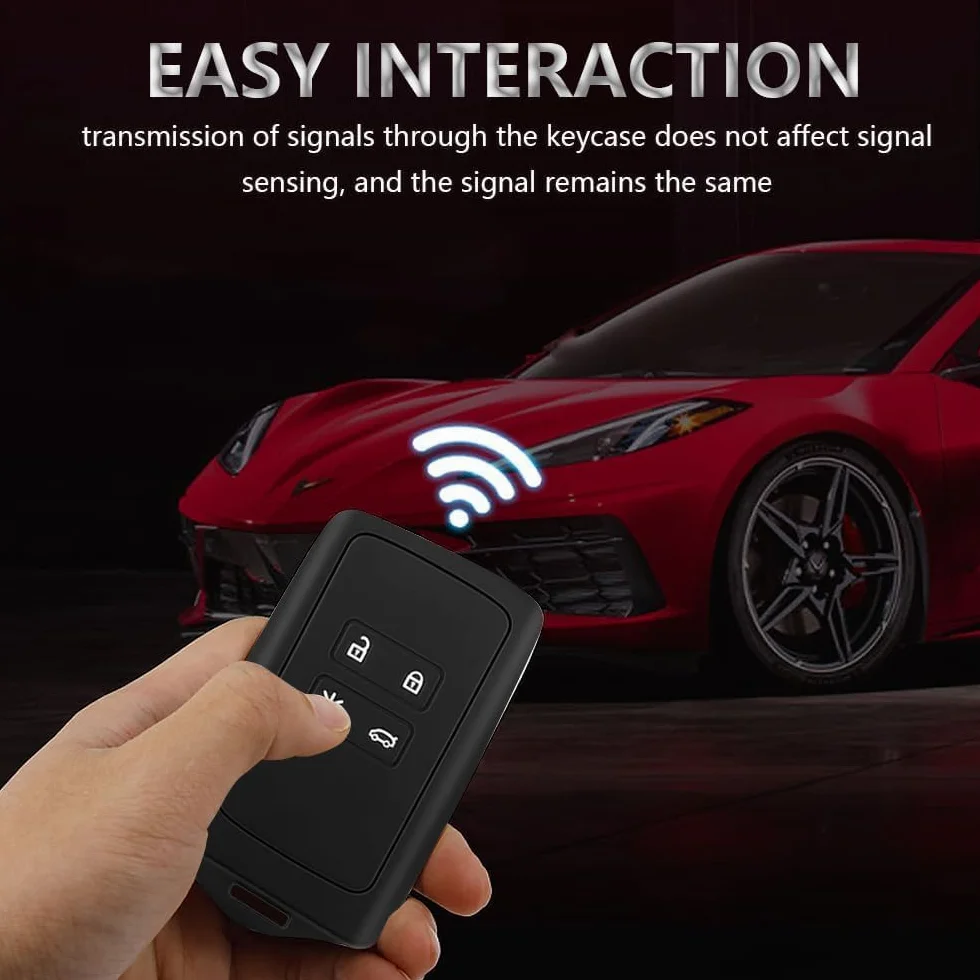 2 szt. etui na kluczyki samochodowe, niebieskie, kompatybilne z Renault 4 przyciskami Smartkey, czarny
