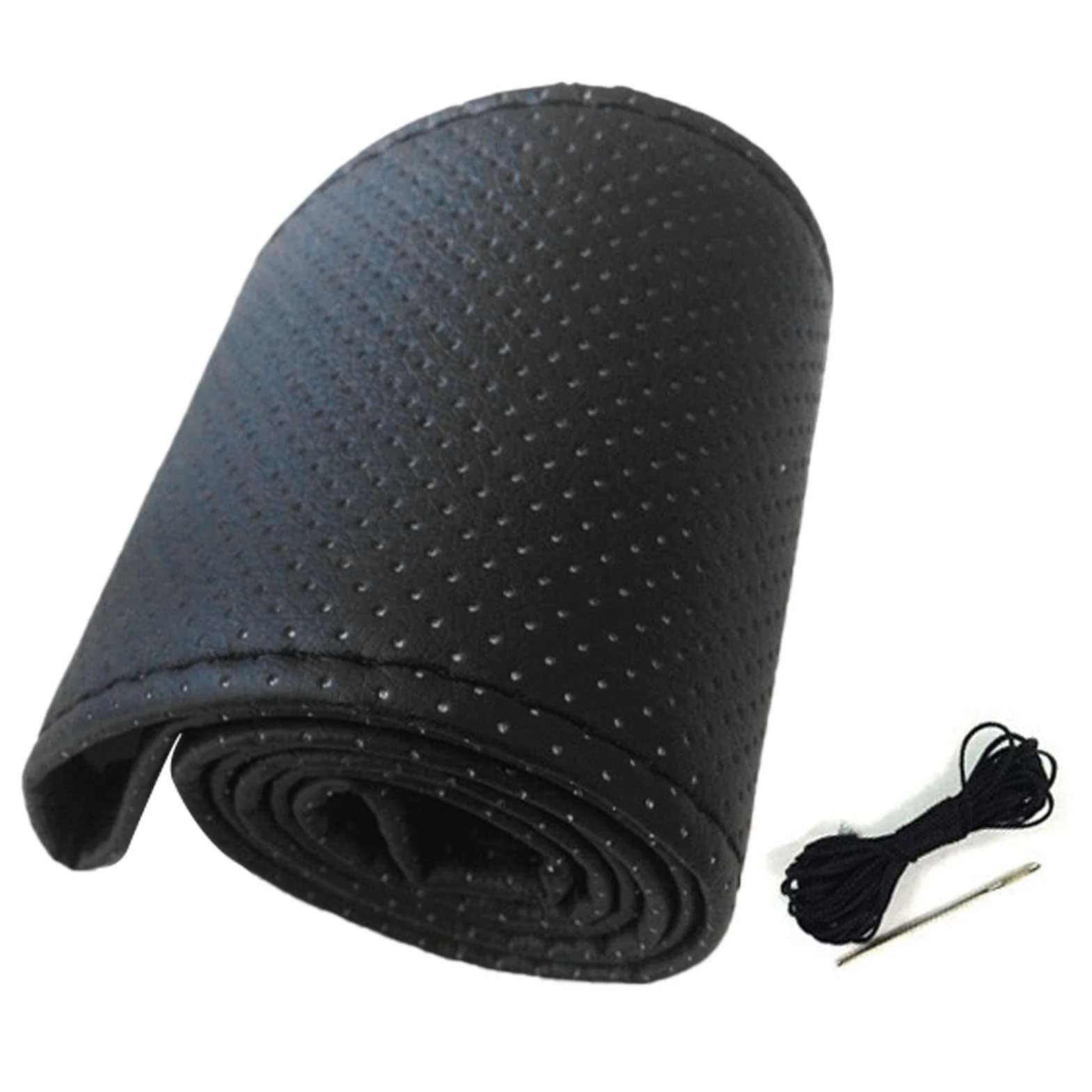Pokrowiec na kierownicę, Uniwersalny Pokrowiec na kierownicę samochodową Szycie Ręczne Perforowana Skórzana Osłona Kierownicy z Mikrofibry o średnicy 38 Cm (Szary)