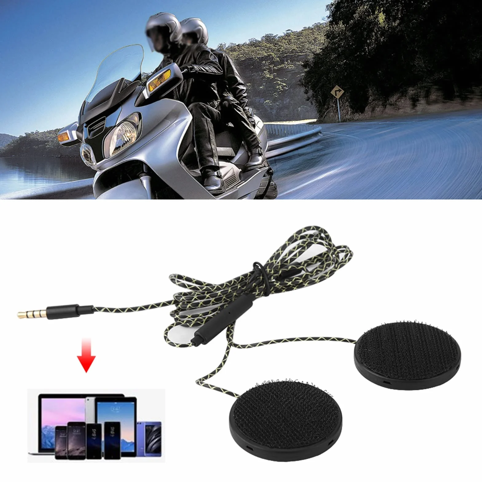 Ejoyous Głośnik kasku, gniazdo 3,5 mm, słuchawki do kasków motocyklowych, słuchawki z kablem, zestaw słuchawkowy, do komputerów z systemem iOS Android MP3