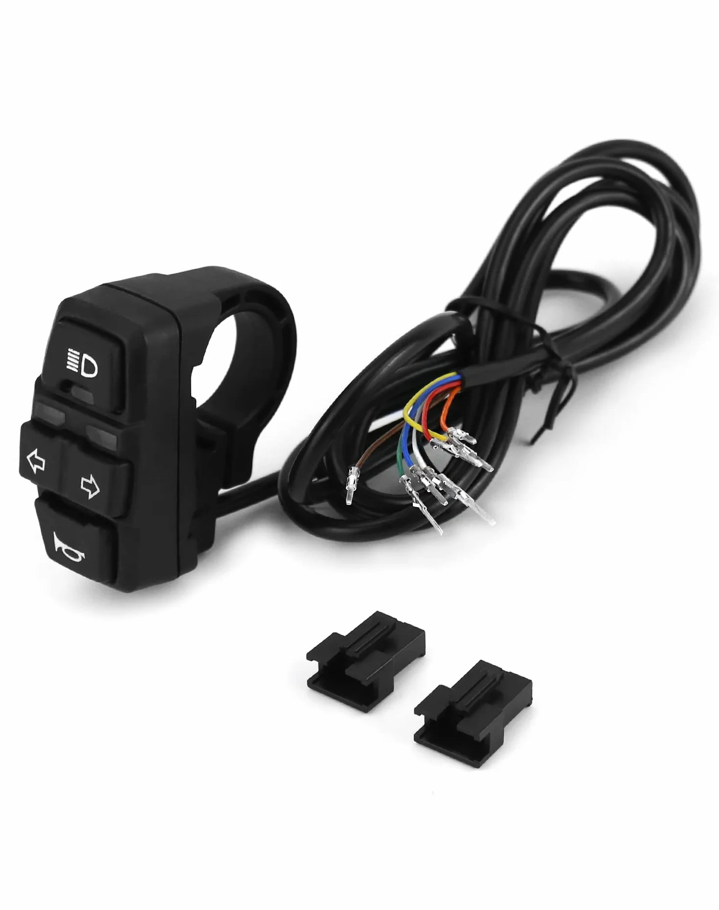 QWORK® Motorcycle Head Light Turn Switch, 3-in-1 Bike Headlight Horn on/Off Control Switch, 7/8" Motorcycle Handlebar Control Switch, for Scooter Electric Bike