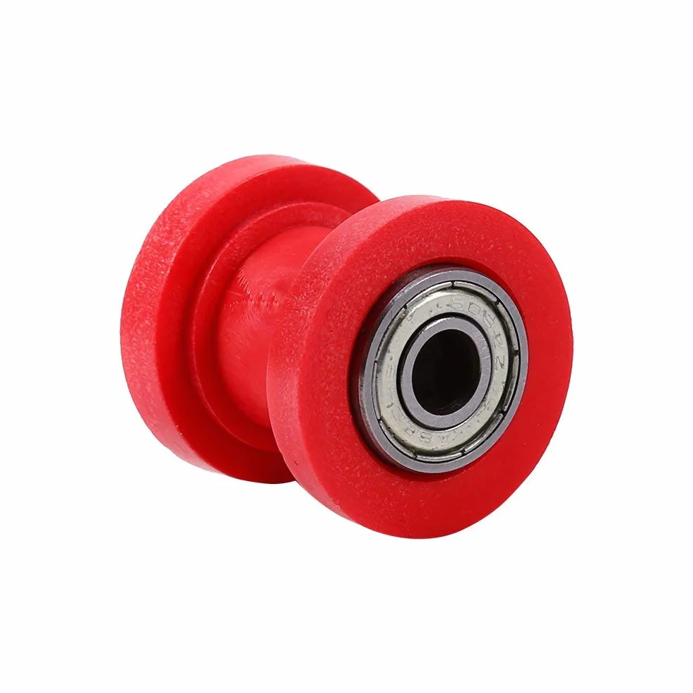 Rolki łańcucha napędowego 10mm łańcuch rolkowy suwak napinacz prowadnica koła Pit Dirt Mini Bike Moto Atv czerwony