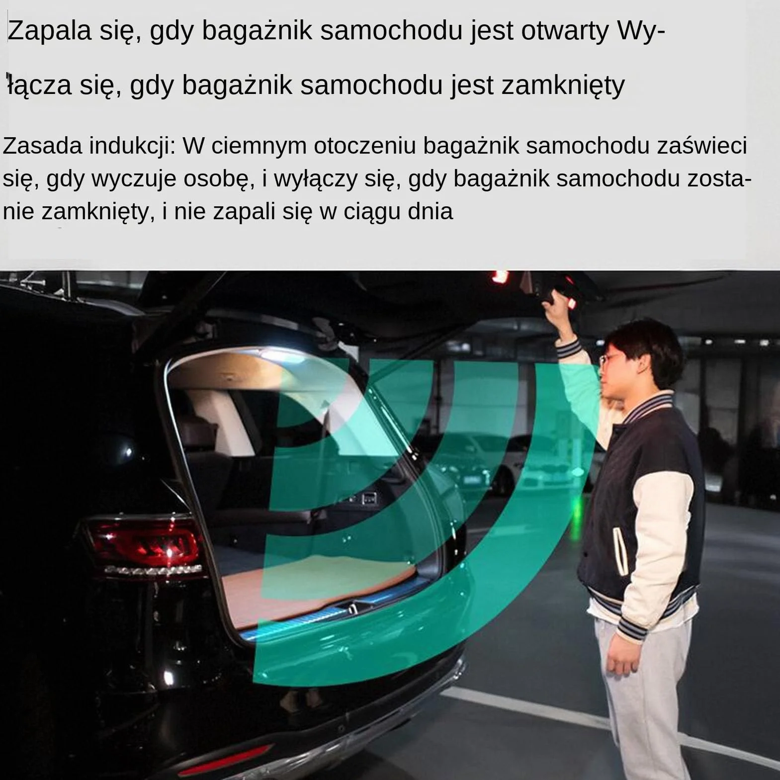 LED Światło Bagażnika,Automatyczne Ładowanie LED Świetlne Tył - Wewnętrzne Listwy Wysokiej Jasności Automatyczna Lampa Sufitowa Oświetlenie Kopułowe USB dla Samochodów Bagażnika i