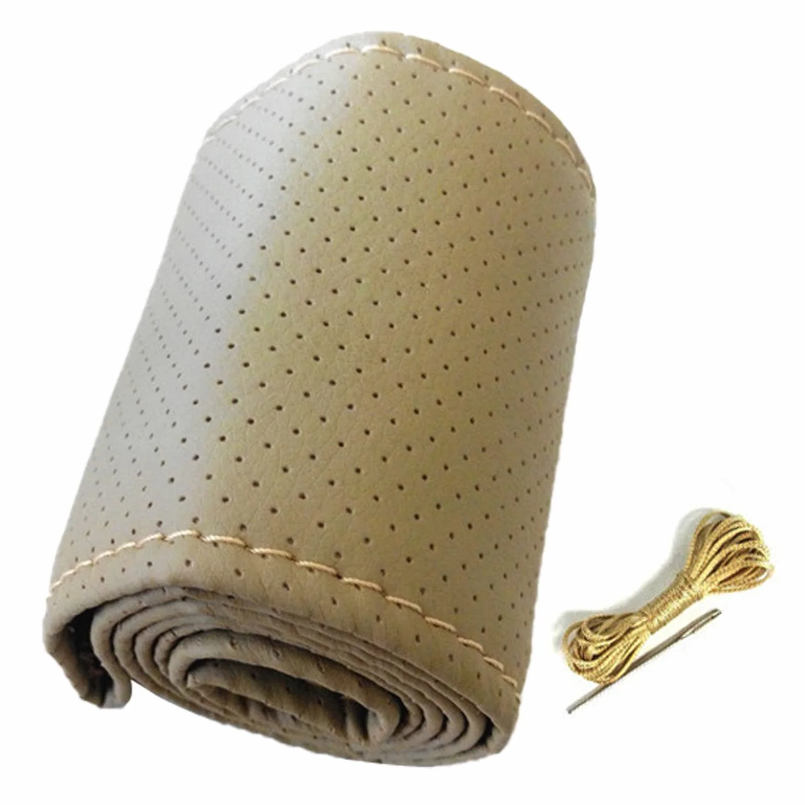 Pokrowiec na kierownicę, Uniwersalny Pokrowiec na kierownicę samochodową Szycie Ręczne Perforowana Skórzana Osłona Kierownicy z Mikrofibry o średnicy 38 Cm (Szary)
