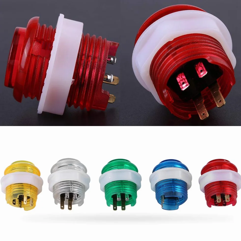 5 Sztuk 5V 24mm Przycisk Jumbo z Mikroprzełącznikiem LED Podświetlany Samoresetujący Przełącznik Wciskany