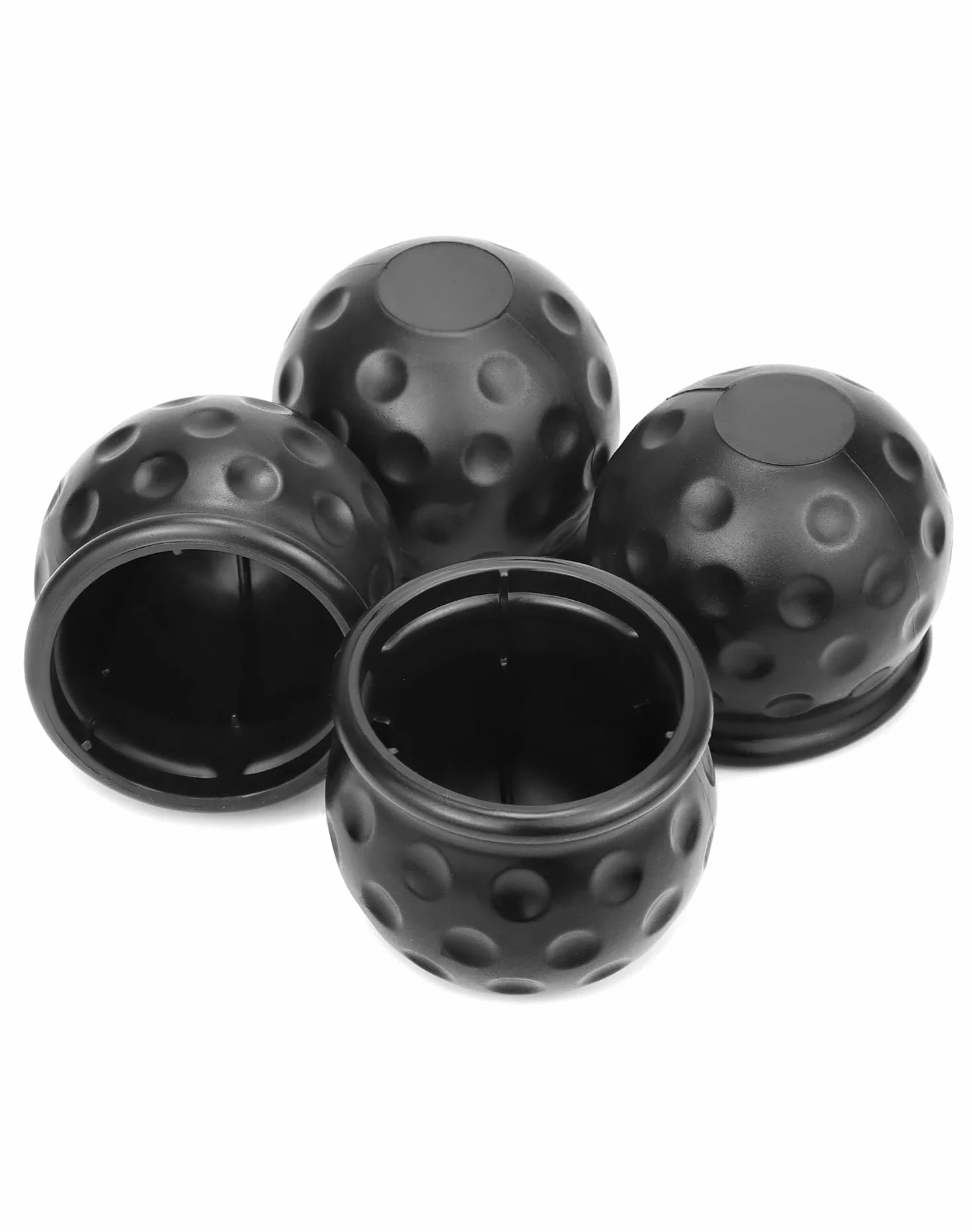 QWORK® Zestaw 4 osłon zaczepu przyczepy, gumowej osłony zaczepu przyczepy 50 mm, głowicy kulowej zaczepu przyczepy do przyczep, samochodów osobowych, ciężarówek i pojazdów kempingowych (czarny)