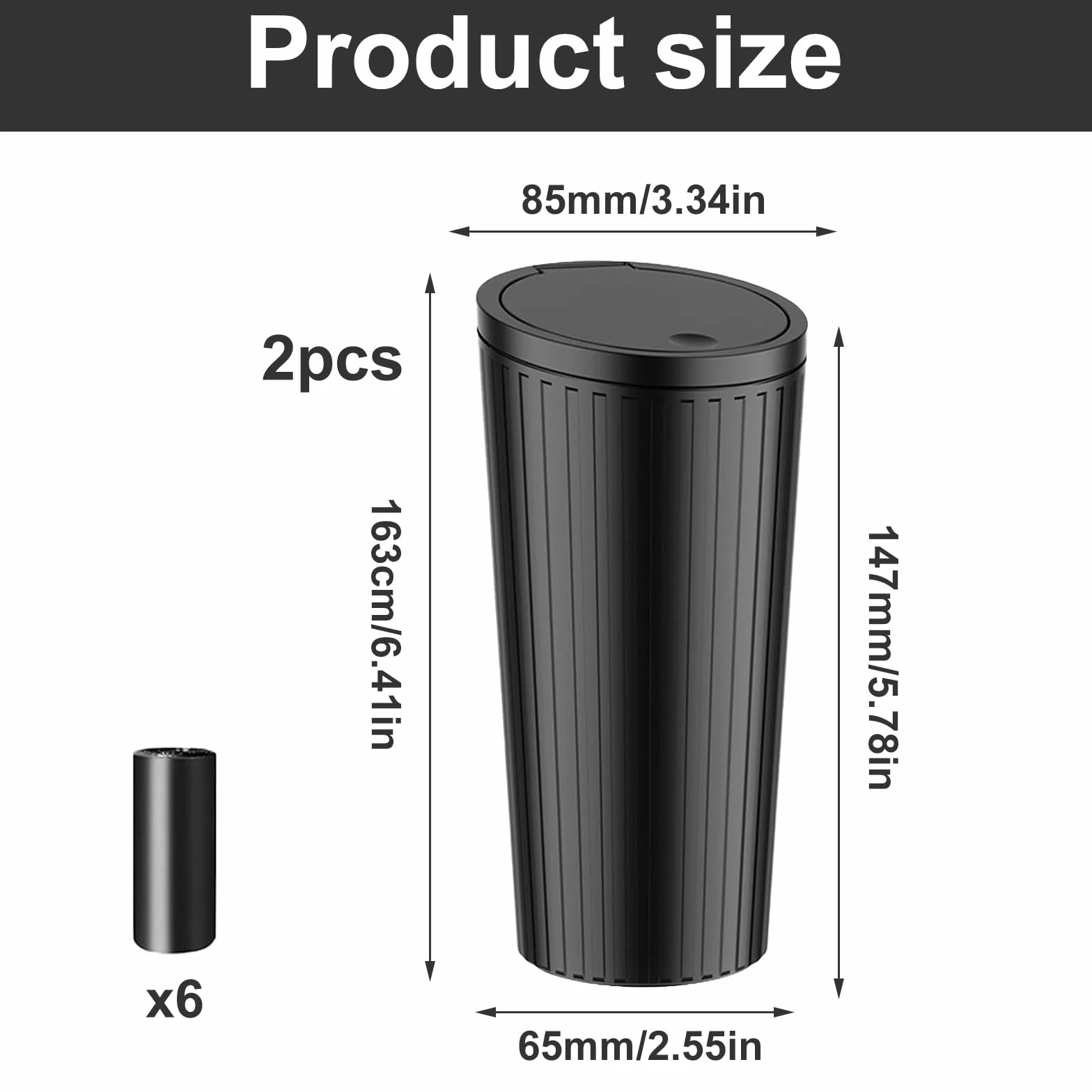 2 sztuki samochodowych pojemników na śmieci z pokrywką, mini kosz na śmieci, uchwyt na napoje, przenośny kosz na śmieci do samochodu, domu, biura, z 6 rolkami