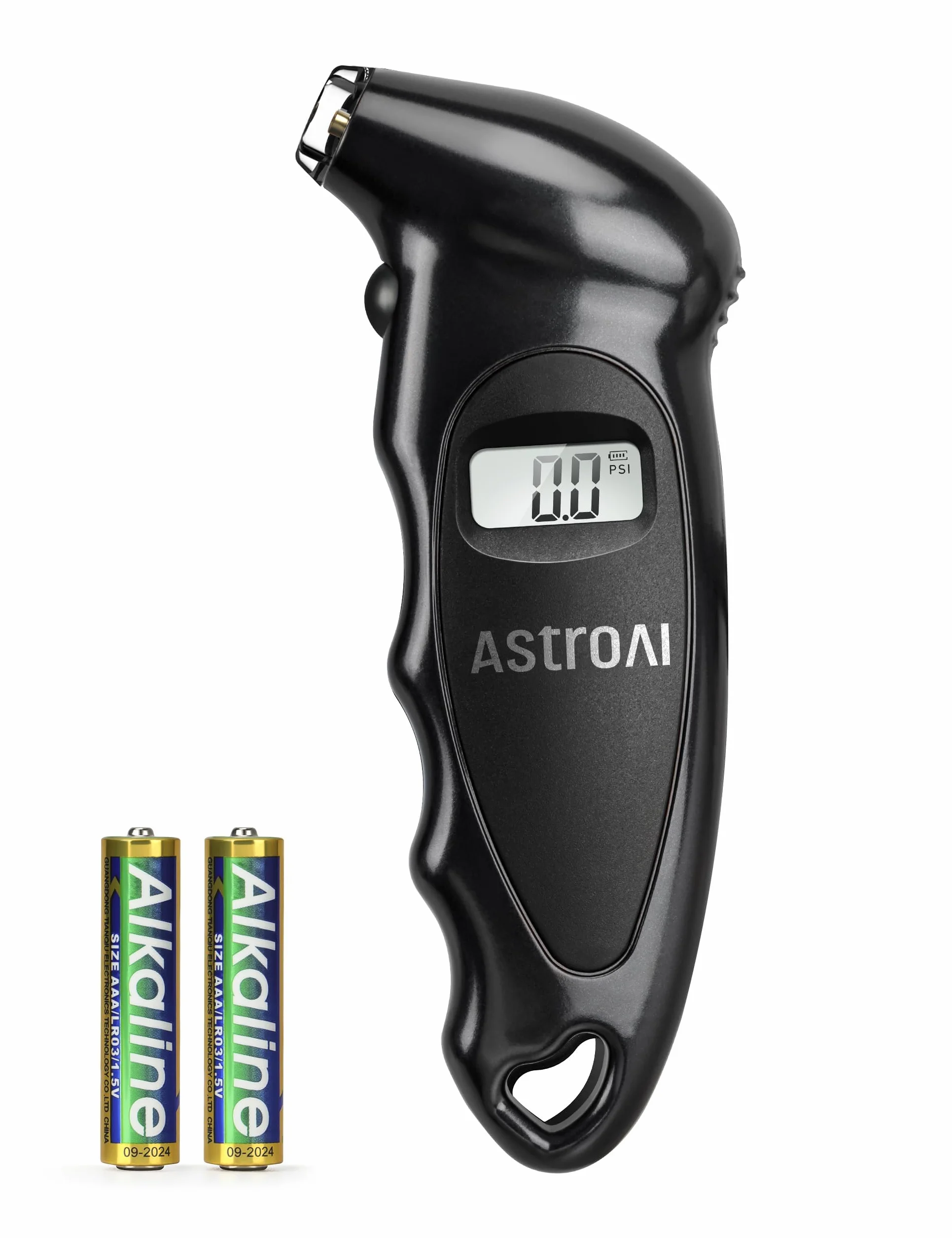 AstroAI Cyfrowy miernik ciśnienia w oponach, 150 psi, 4 ustawienia, do samochodu ciężarowego, roweru, podświetlany wyświetlacz LCD, antypoślizgowy uchwyt, kontroler ciśnienia w oponach (czarny)
