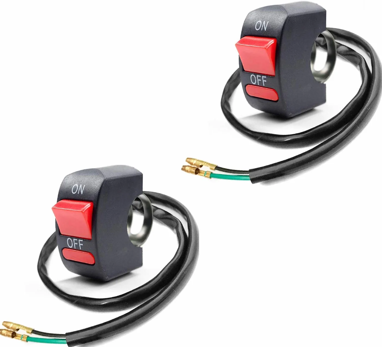 Greluma 2 sztuki przełączniki dźwigniowe na kierownicę motocykla Włącz/Wyłącz przycisk do tuningu rowerów i motocykli część na U5 U7 U2 LED reflektor skutera Elektromobil