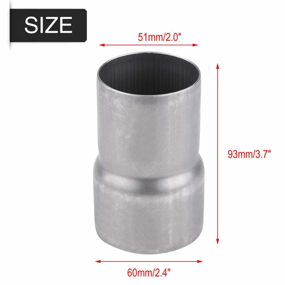 Reduktor wydechu, 51mm do 60mm Adapter rury wydechowej motocykla Redukcja tłumika Złącze ze stali nierdzewnej