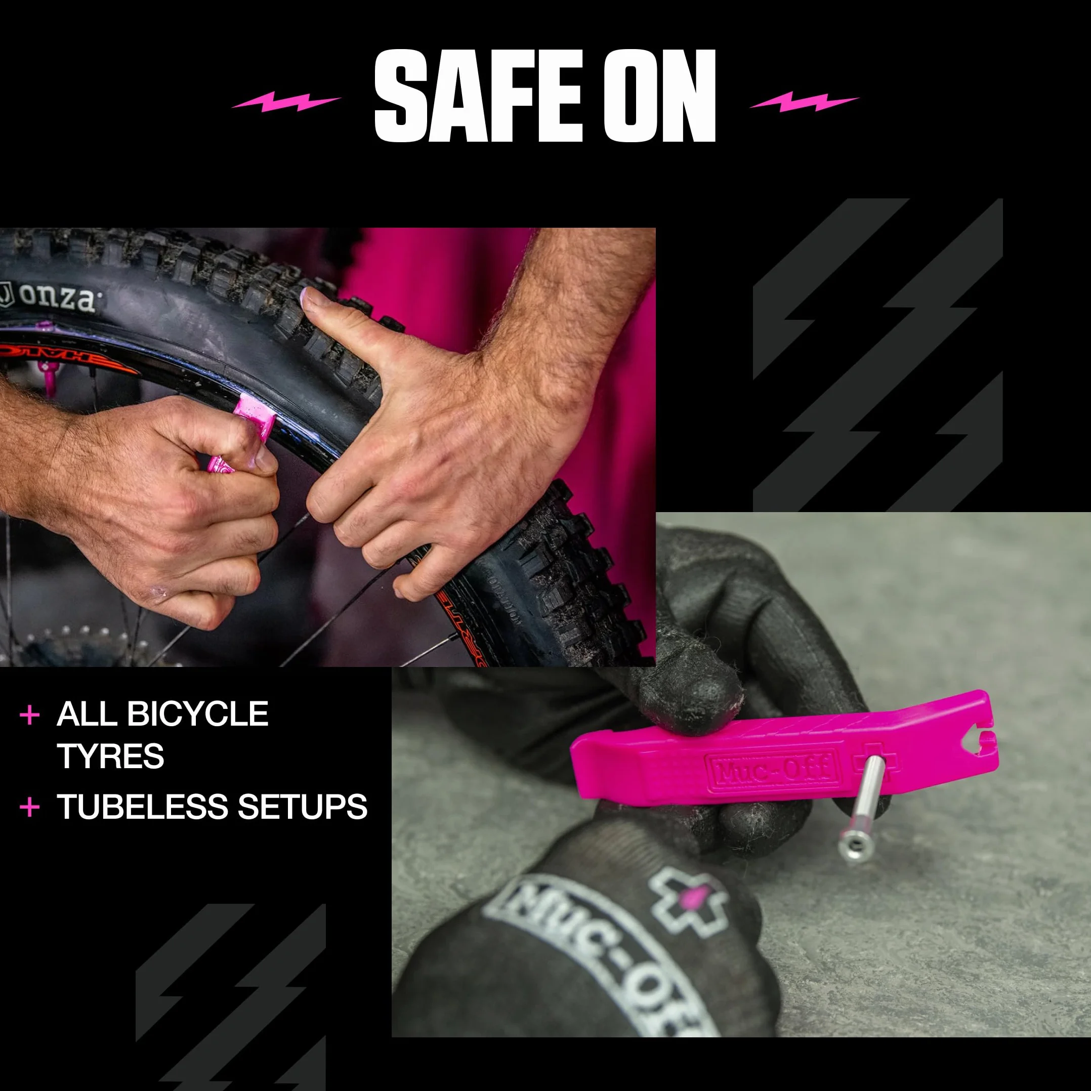 Muc-Off Rim Stix Tyre Levers, Łyżki do Opon Rowerowych, Różowa – Narzędzie do Montażu i Naprawy Przebitych Opon – Łyżka do Wymiany Opon Rowerowych