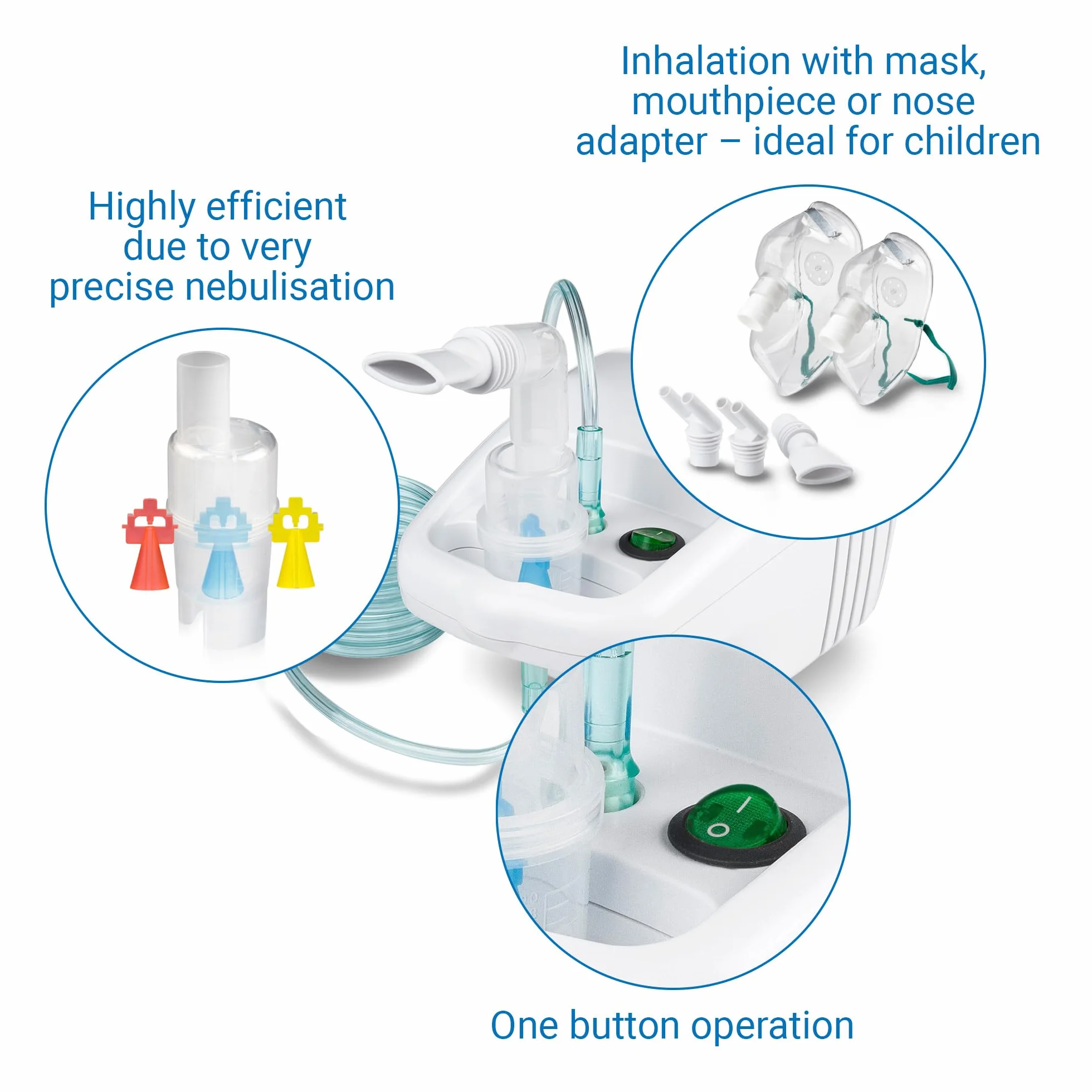 Medisana IN 500 inhalator nebulizator kompresorowy z ustnikiem i maską dla dorosłych i dzieci