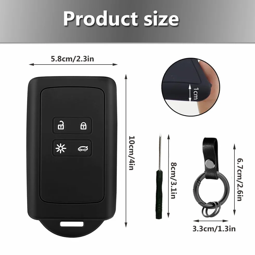 2 szt. etui na kluczyki samochodowe, niebieskie, kompatybilne z Renault 4 przyciskami Smartkey, czarny
