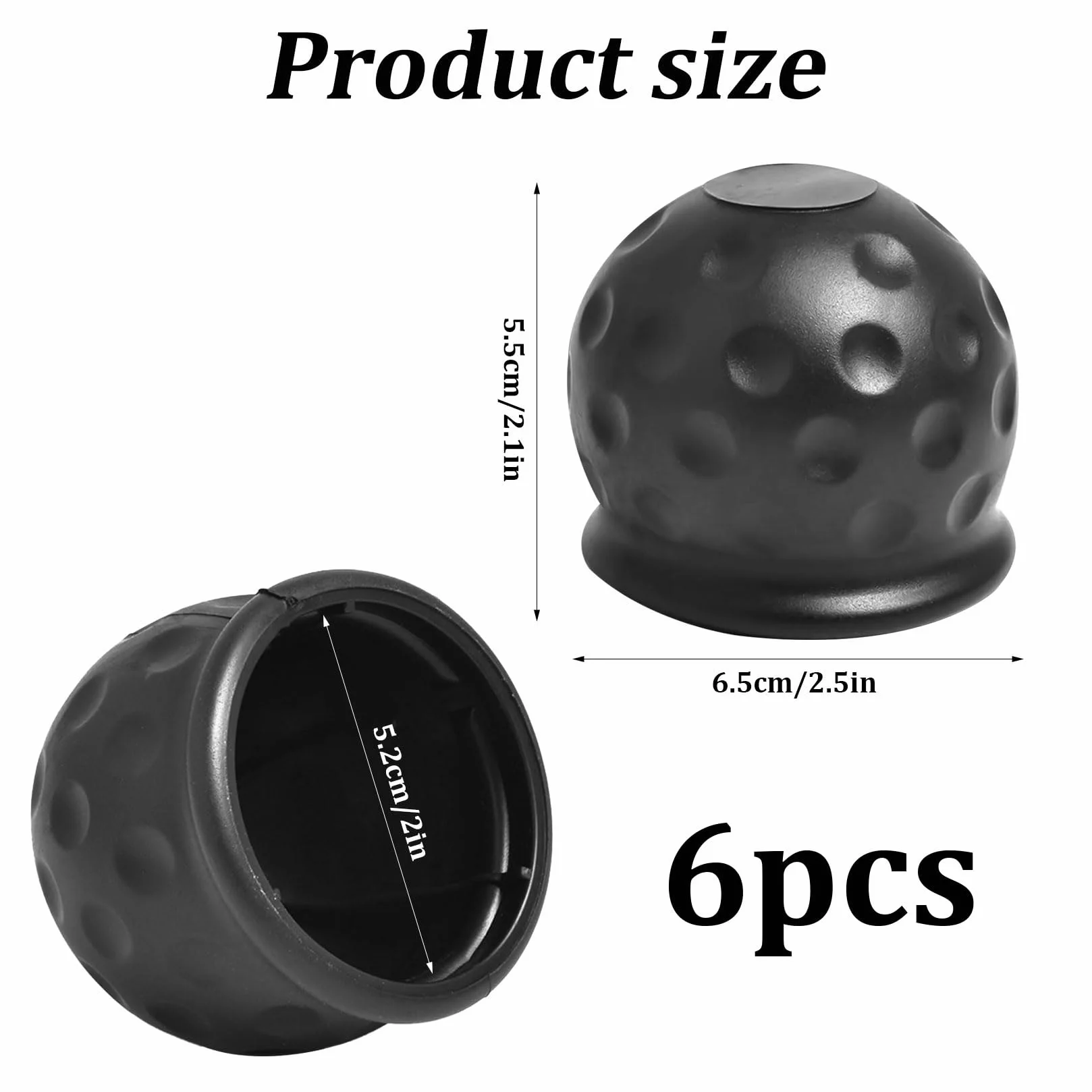 6 sztuk osłony na hak holowniczy, gumowe osłony na hak holowniczy dla złączy z kulką średnicy Ø50 mm, do przyczep osobowych, ciężarowych, RV, osłony na złącza hak holowniczy