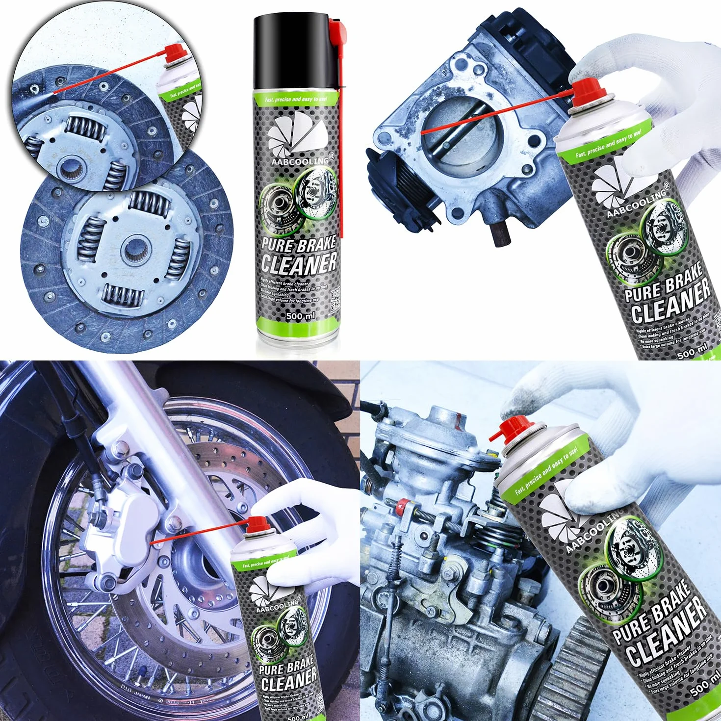 AABCOOLING Środek do czyszczenia silników w sprayu 500 ml – Usuwa smar, olej i pył hamulcowy – Do silników, przekładni i tarcz hamulcowych, do czyszczenia części do samochodów, motocykli i rowerów