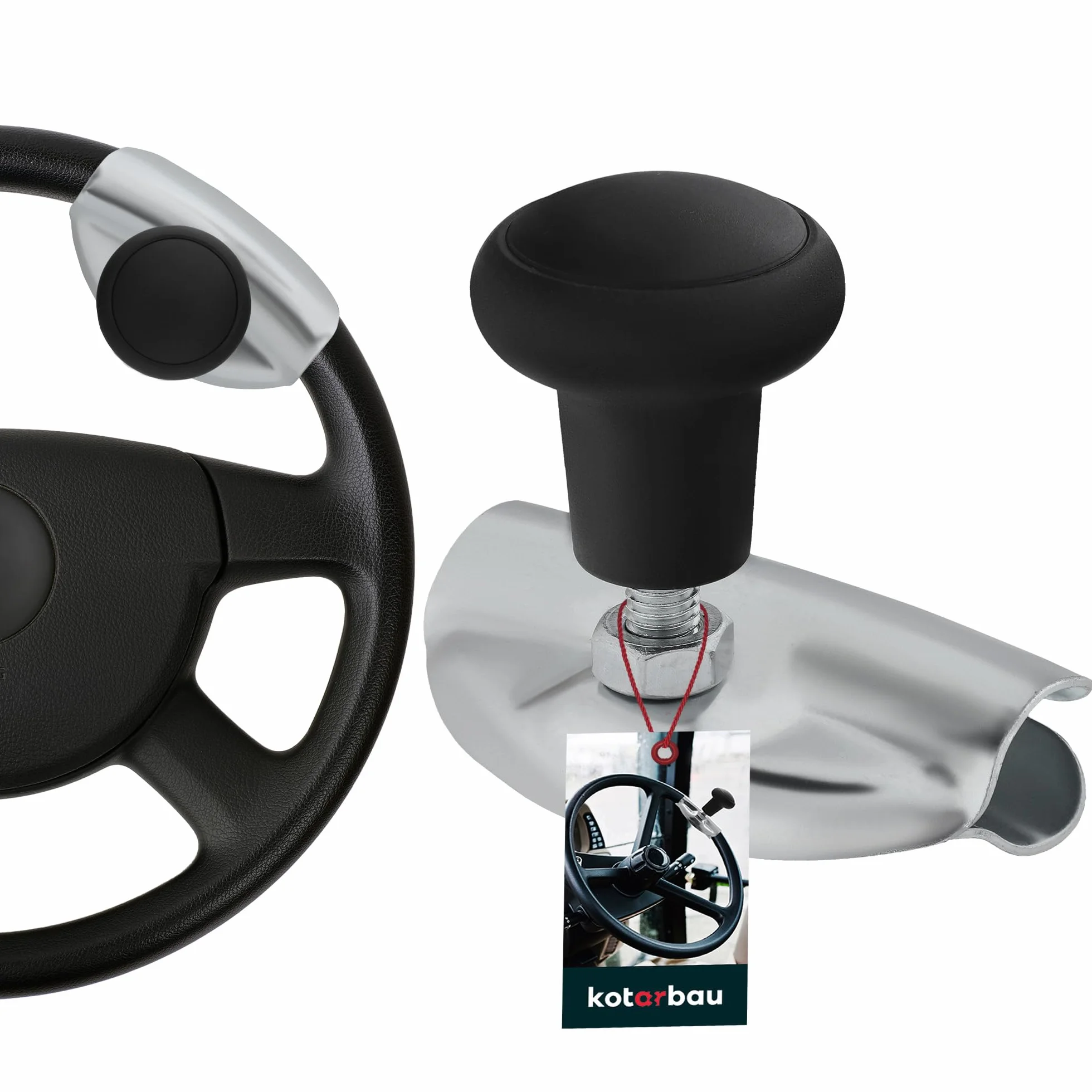 KOTARBAU® Gałka na Kierownicę - 5 cm - Kulka na Kierownicę - ⌀ 4,7 cm - Uchwyt do Traktora - Ciągnika - Maszyn - Uniwersalna