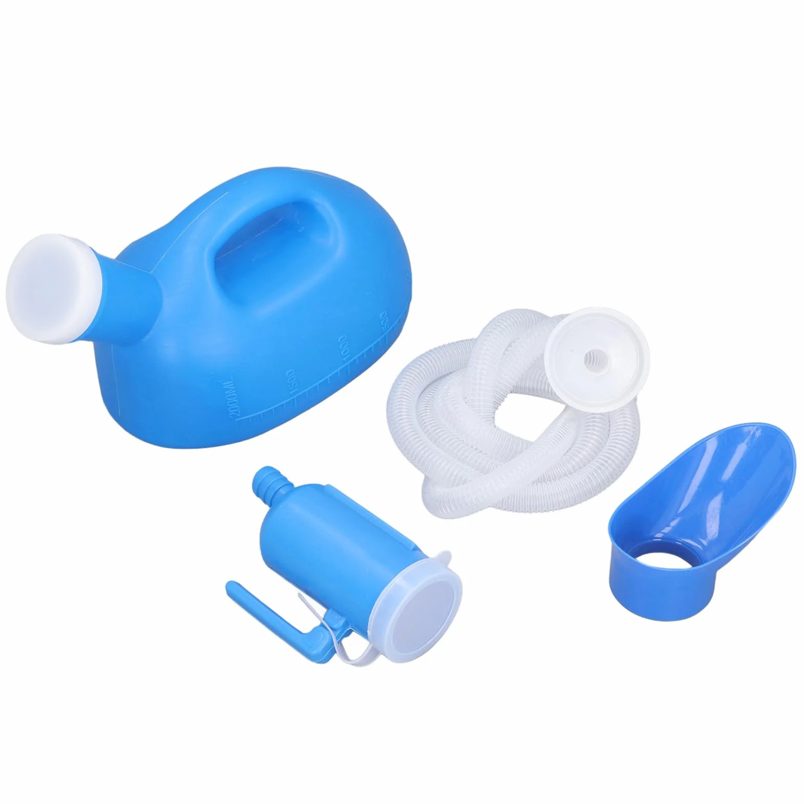 Męska Butelka na Mocz 2000 Ml z Dużym Otworem, Mocna Plastikowa z Długim Wężem, do Szpitala Podróży (BLUE)
