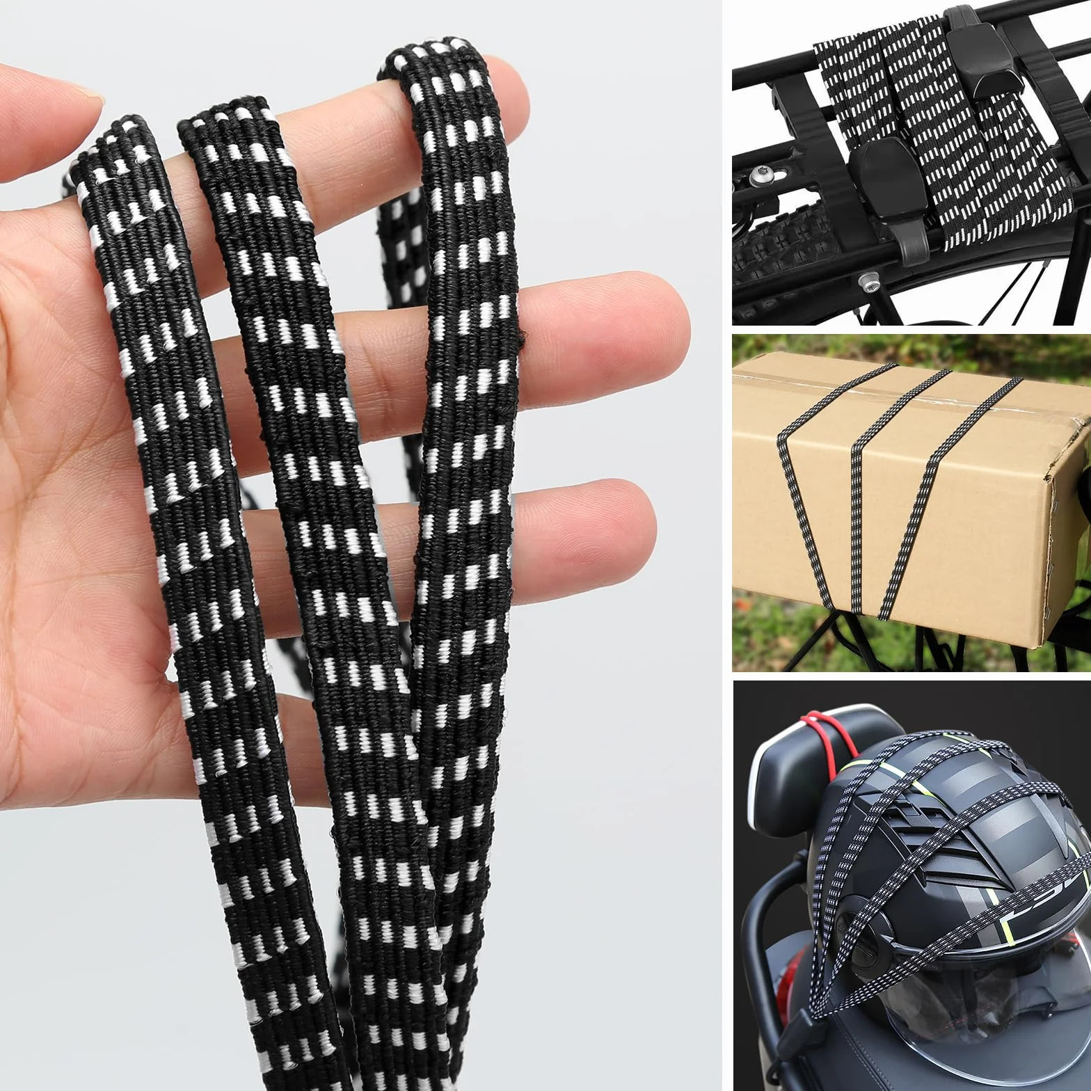 3 x 75 cm sznurki bungee z haczykami, lateksowe elastyczne paski bungee, regulowane elastyczne paski do bagażnika rowerowego, bagażu i plandeki, odporne na warunki atmosferyczne