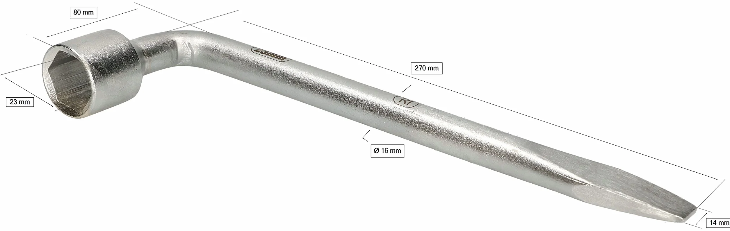 KOTARBAU® Klucz do kół samochodowych wygięty 23 mm ze stali węglowej chromowany