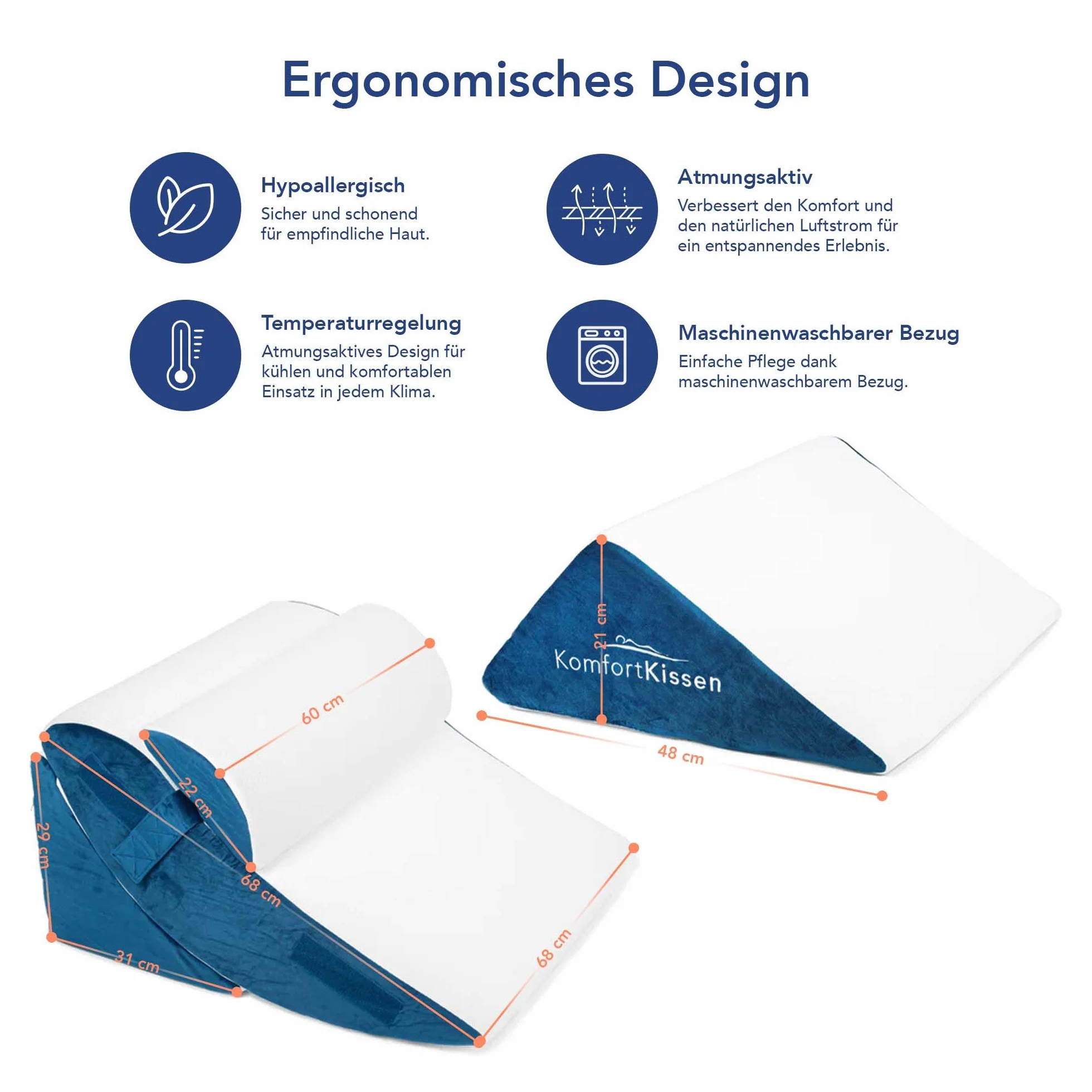 Ergonomiczny zestaw poduszek klinowych 4-częściowy 12 w 1 z wyjmowaną poszewką do spania i czytania