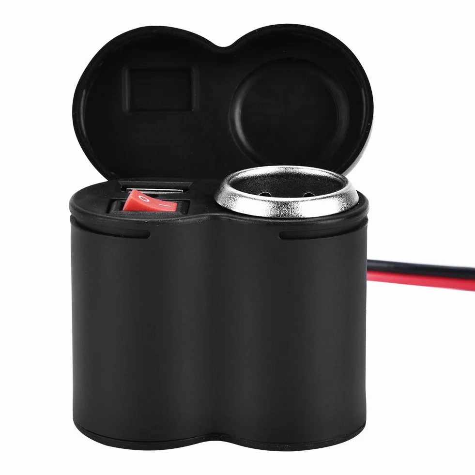 Cryfokt 12-24 V Gniazdo Zapalniczki Motocyklowej Ładowarka USB Wysoki Prąd Wyjściowy do Telefonów Wodoodporna Obudowa Nadaje się do Samochodów, Motocykli Materiał ABS