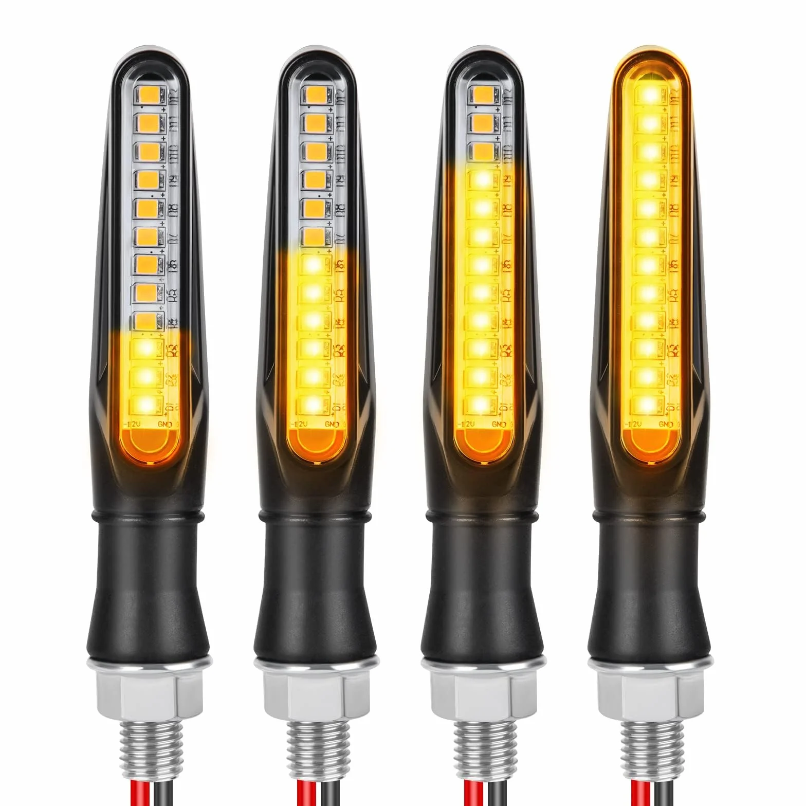 URAQT 4 szt. kierunkowskazów motocyklowych, tryb Flowing, kierunkowskazy motocyklowe, 12 V, 12 diod LED, uniwersalne, wodoodporne, do quadów Cruiser Off Road