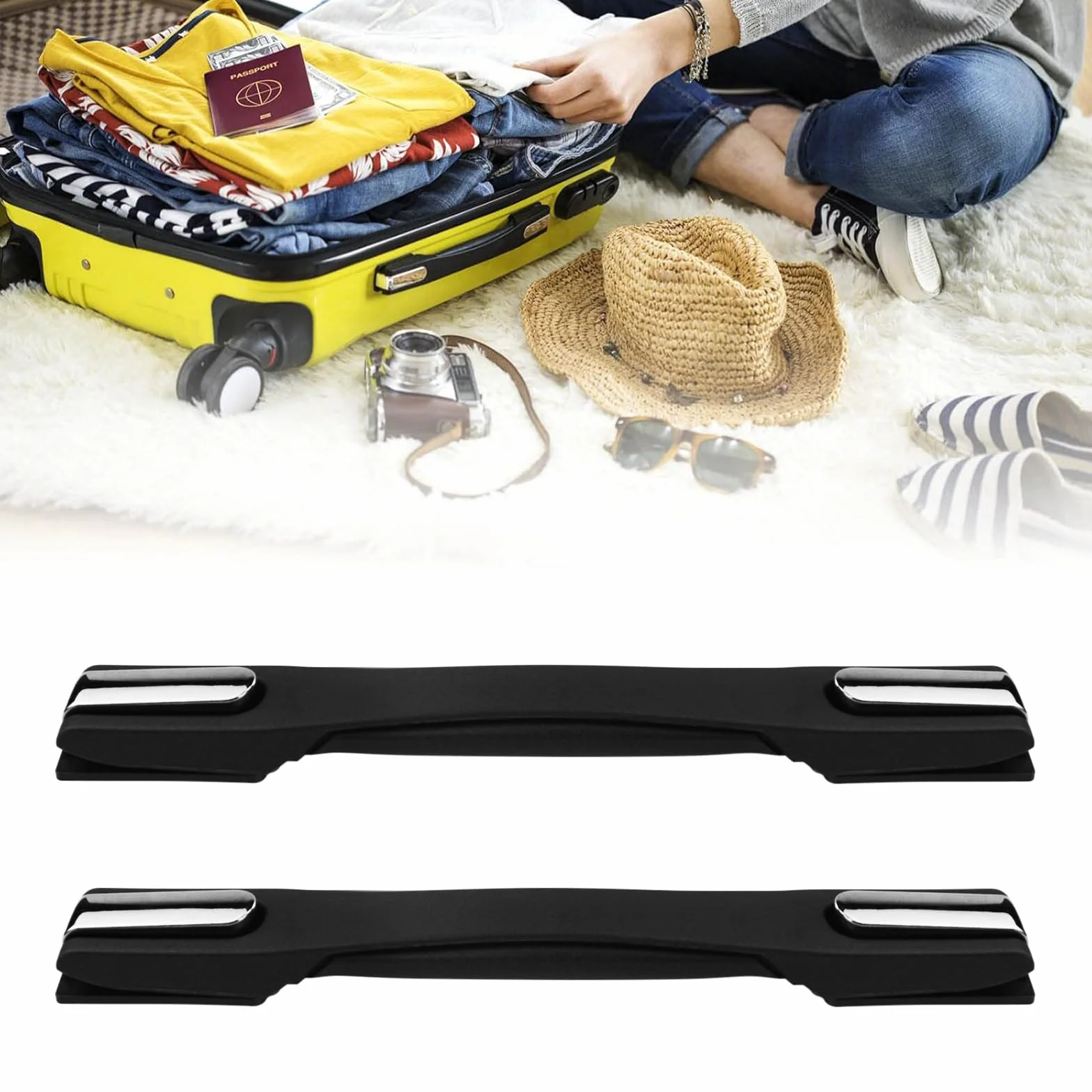 Flylin Ergonomiczne uchwyty do walizki z tworzywa sztucznego 20 cm czarne 2 szt