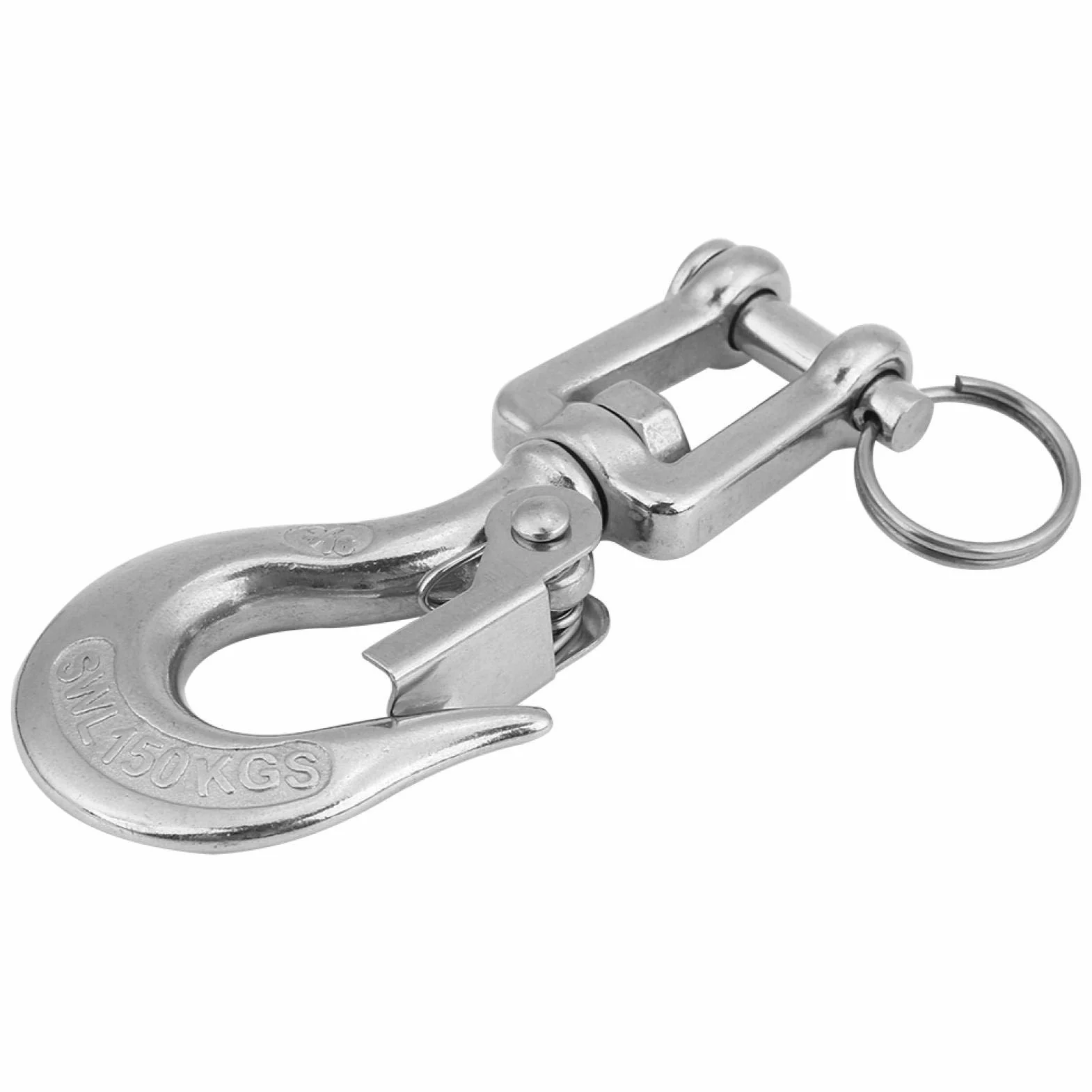 Obrotowy hak ze stali nierdzewnej, obrotowa głowica wideł ze stali nierdzewnej 304 Karabińczyk Dopuszczalne obciążenie 350 kg (90 mm)